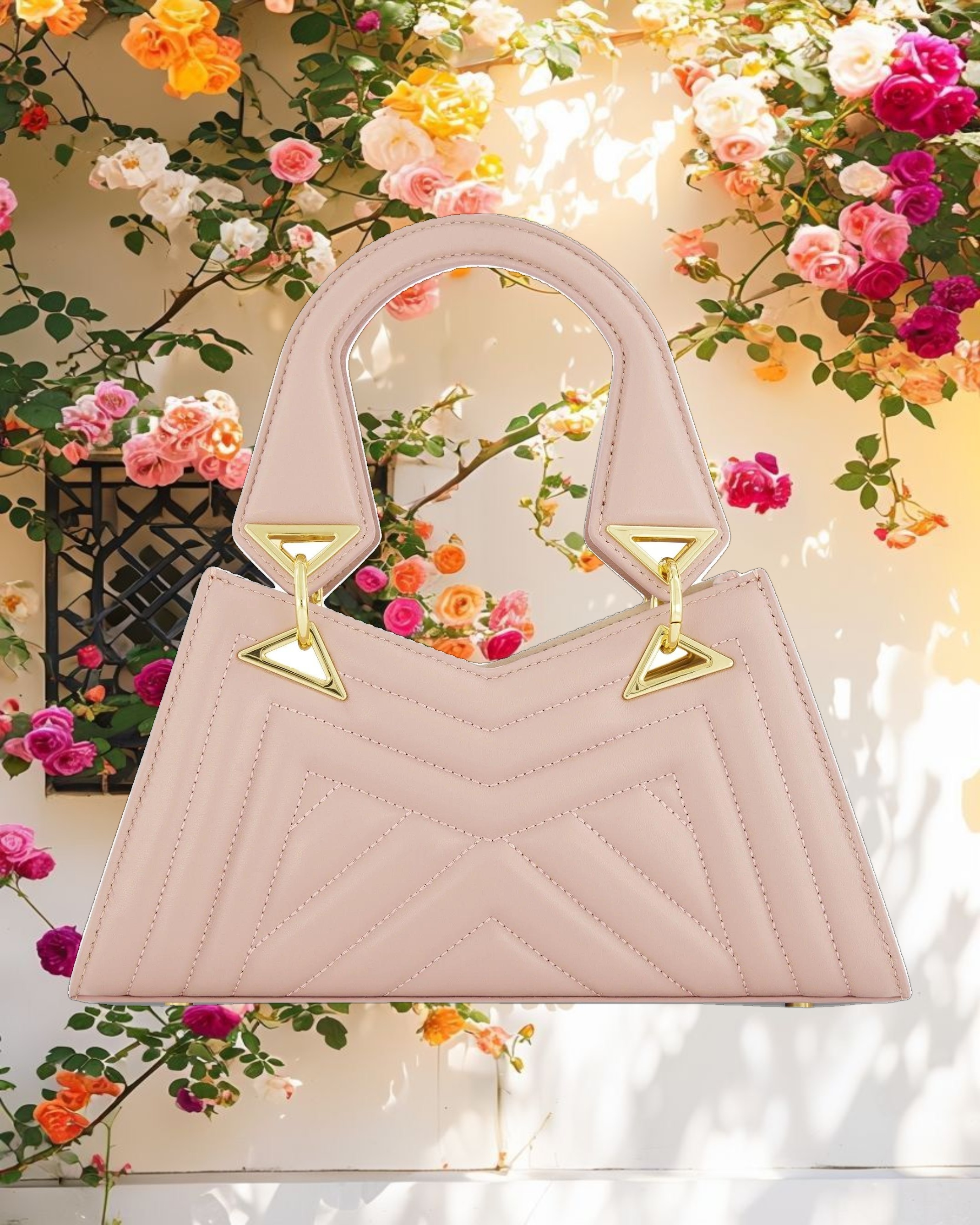 Angular Quilted Napa Leather Handbag