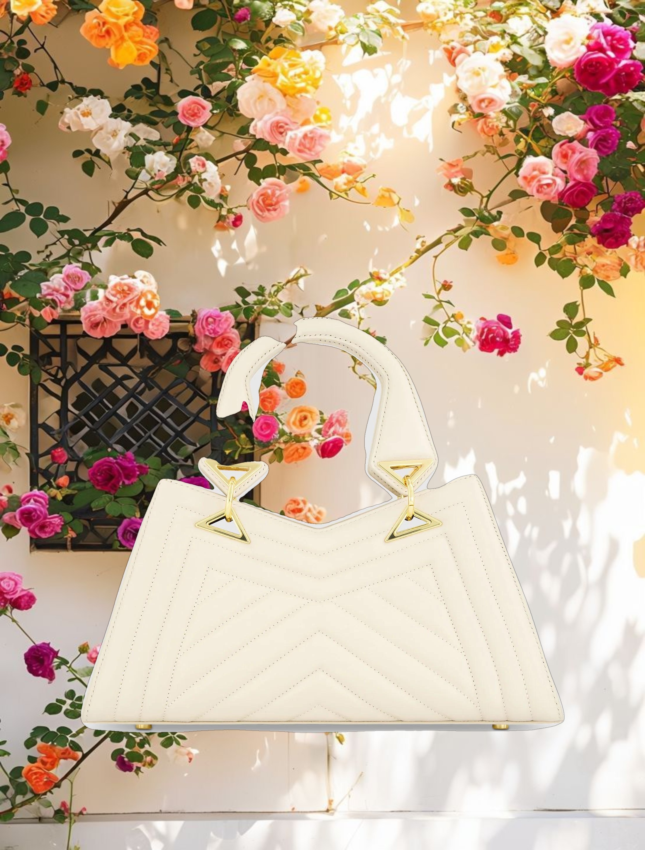 Quilted Napa Leather Angular Handbag