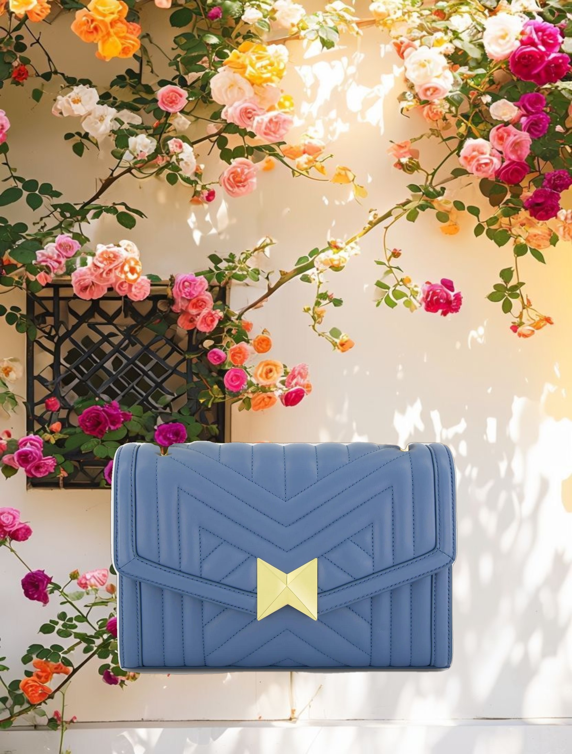 Quilted Napa Leather Handbag With Gold Chain