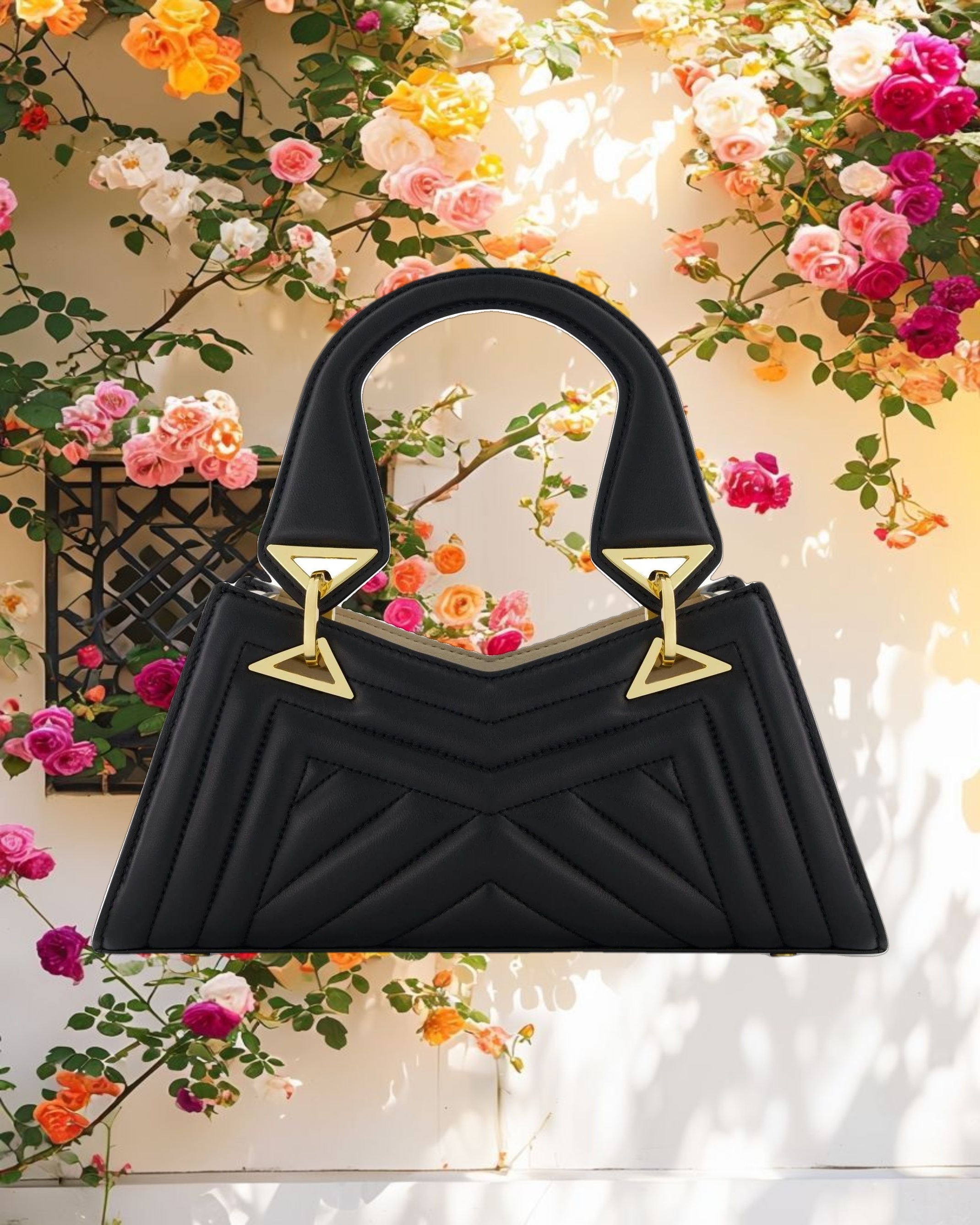 Angular Quilted Napa Leather Handbag