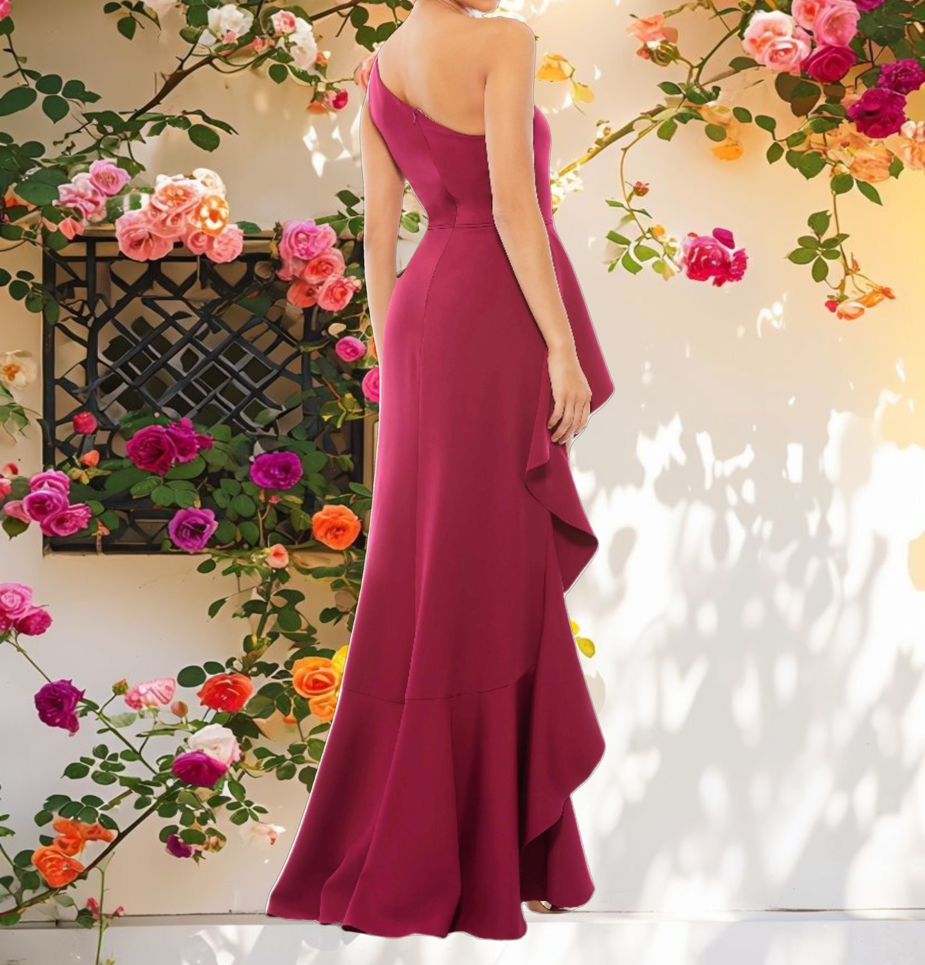 Blue Open Back Slit Detail Dress