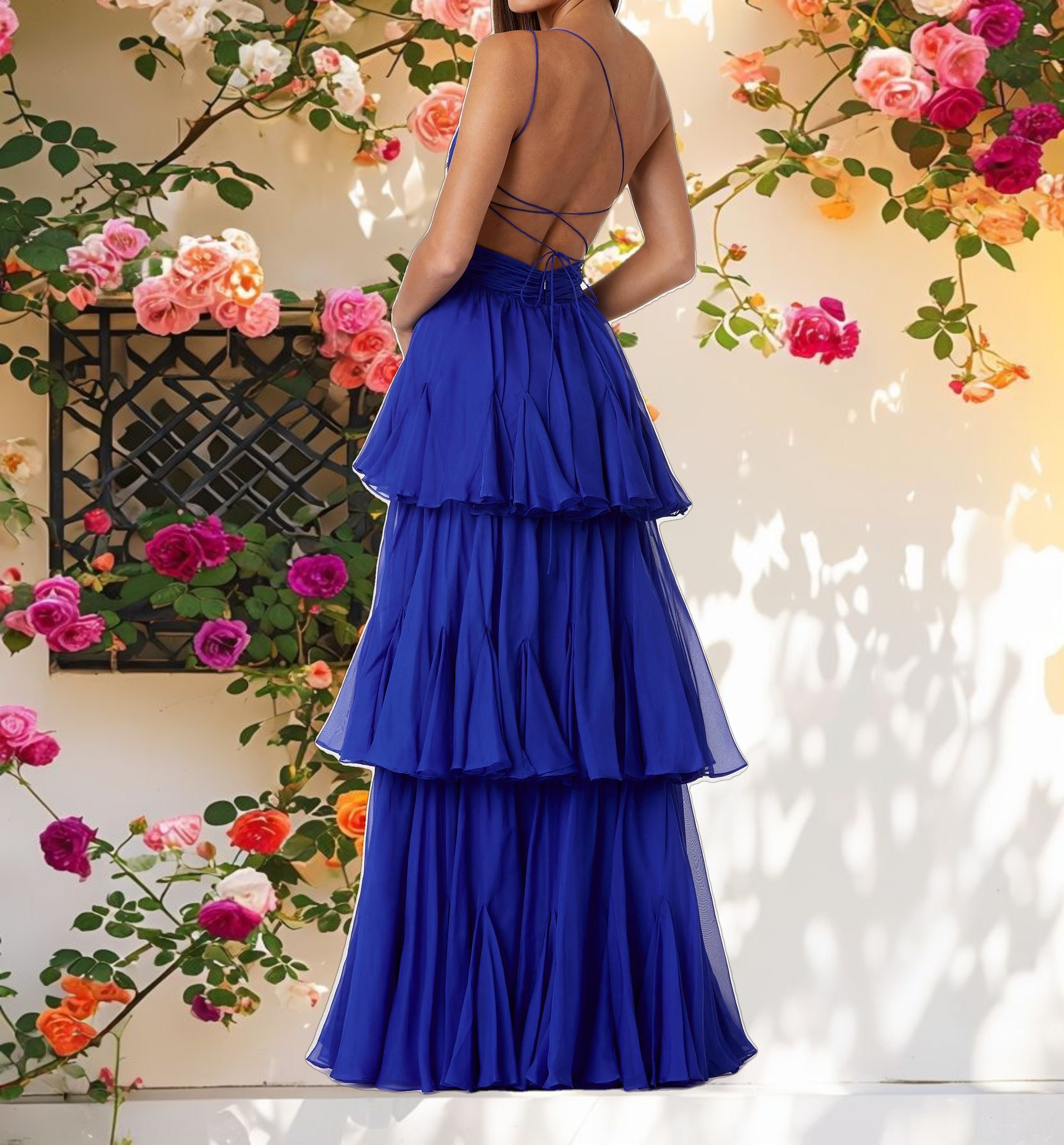 White One Shoulder Tiered Chiffon Dress