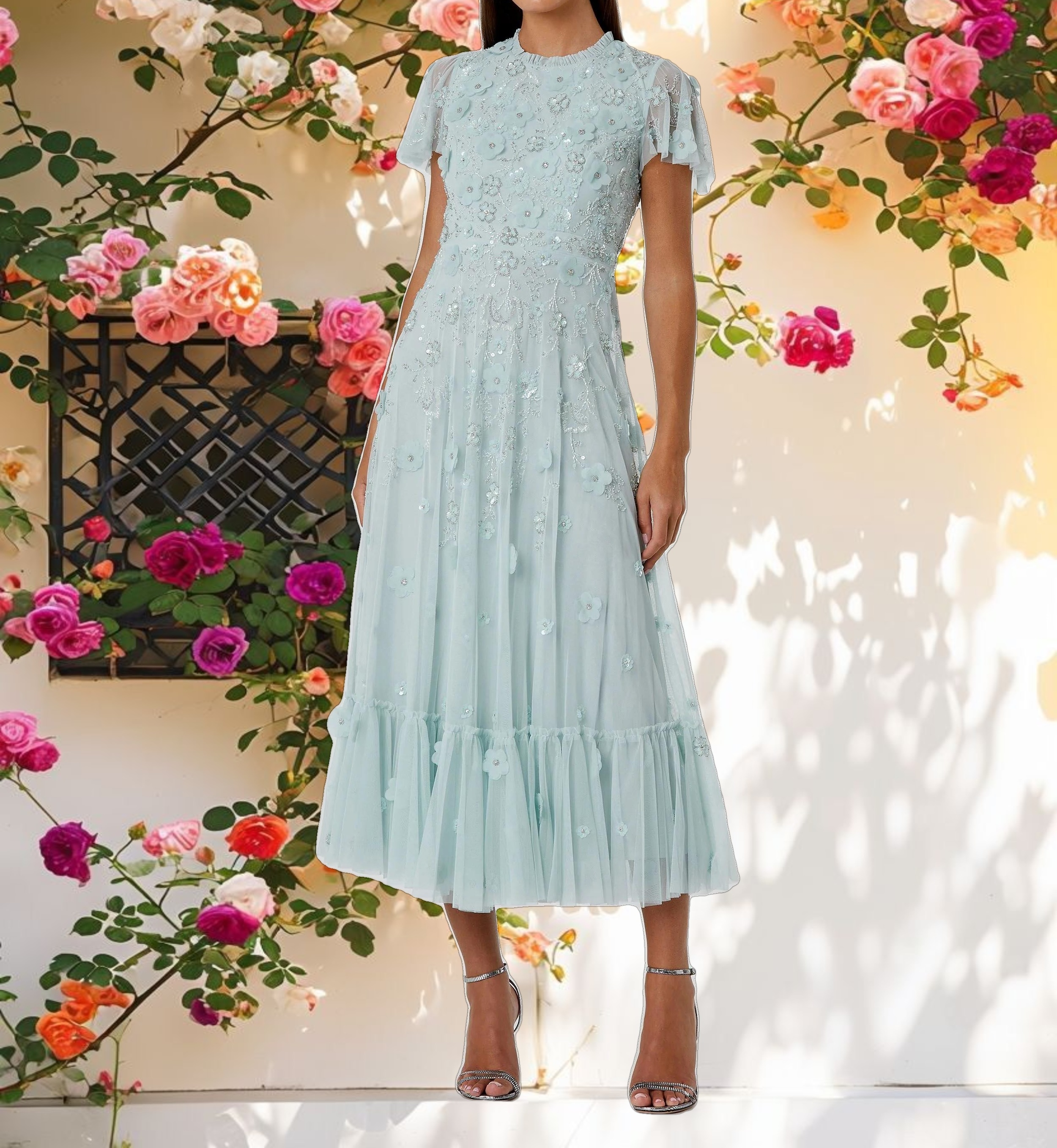 Sparkling Mesh Overlap Dress