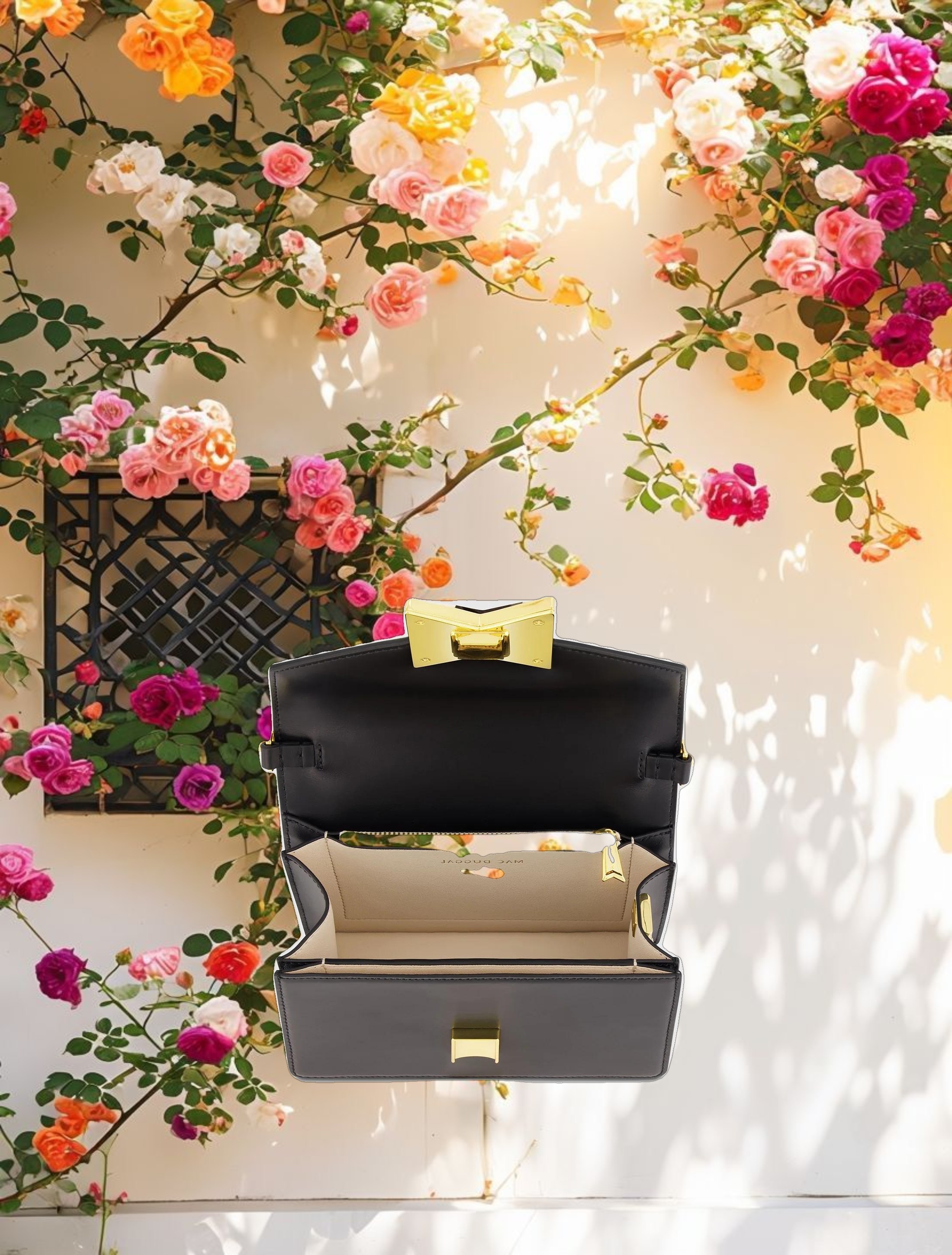 Classic Leather Shoulder Bag With Gold Hardware