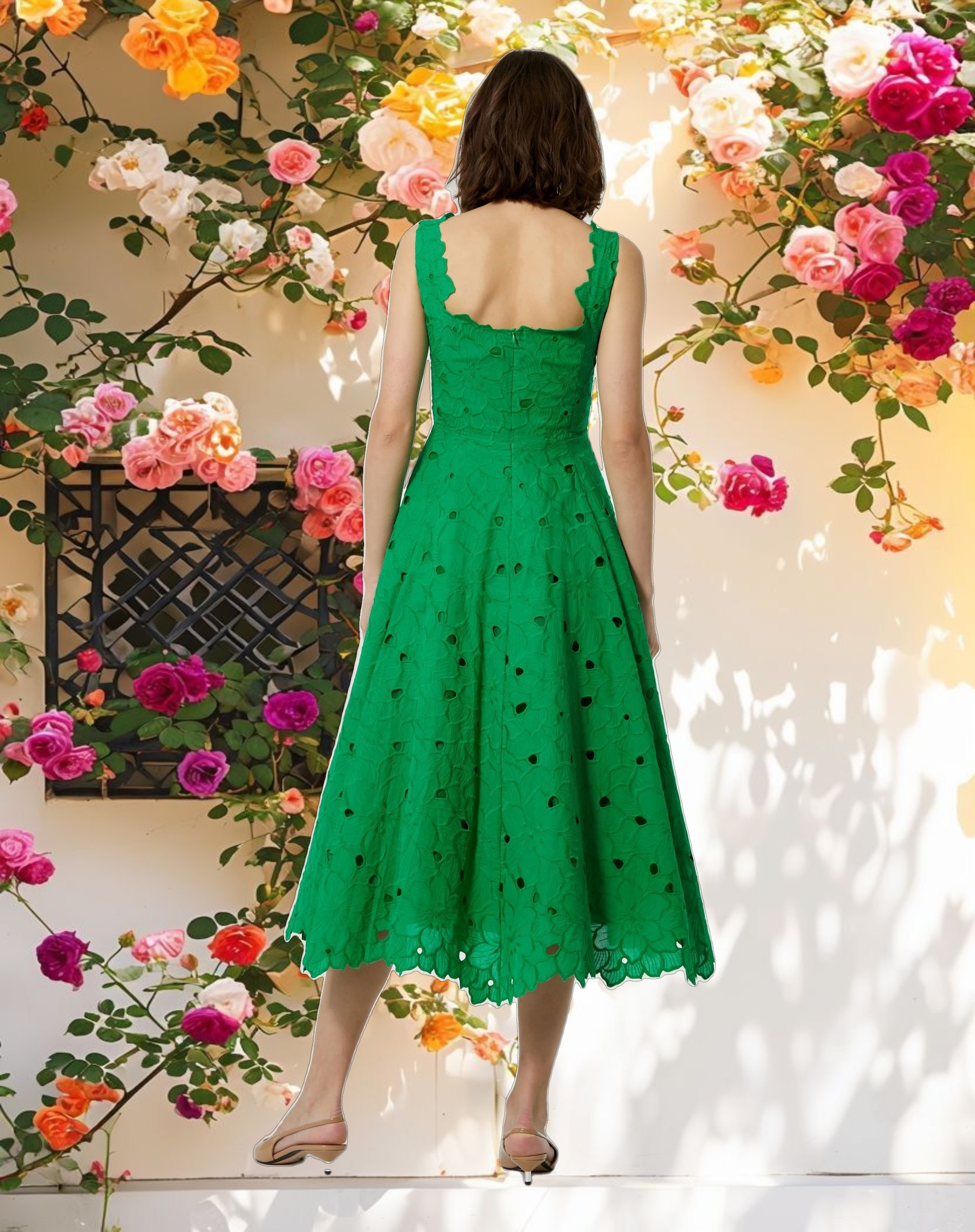 Stitched Bloom A Line Midi Dress