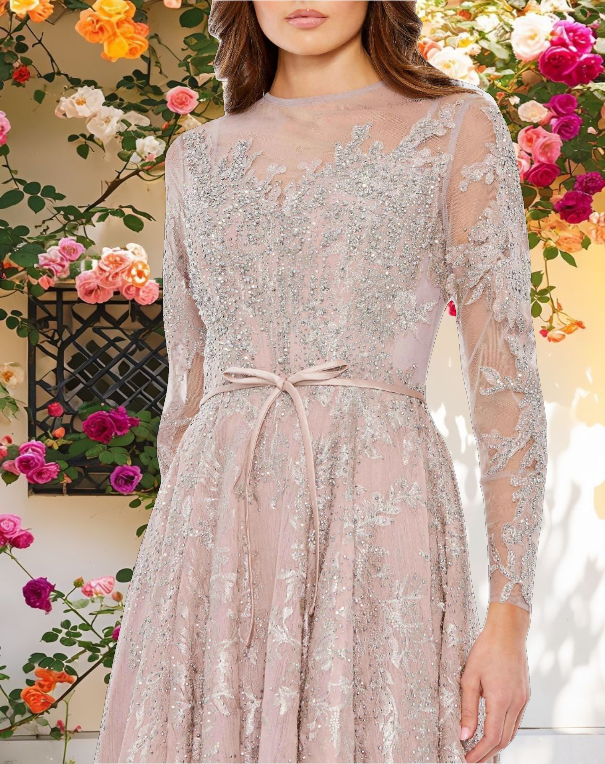 Studded Embellished Belted Dress