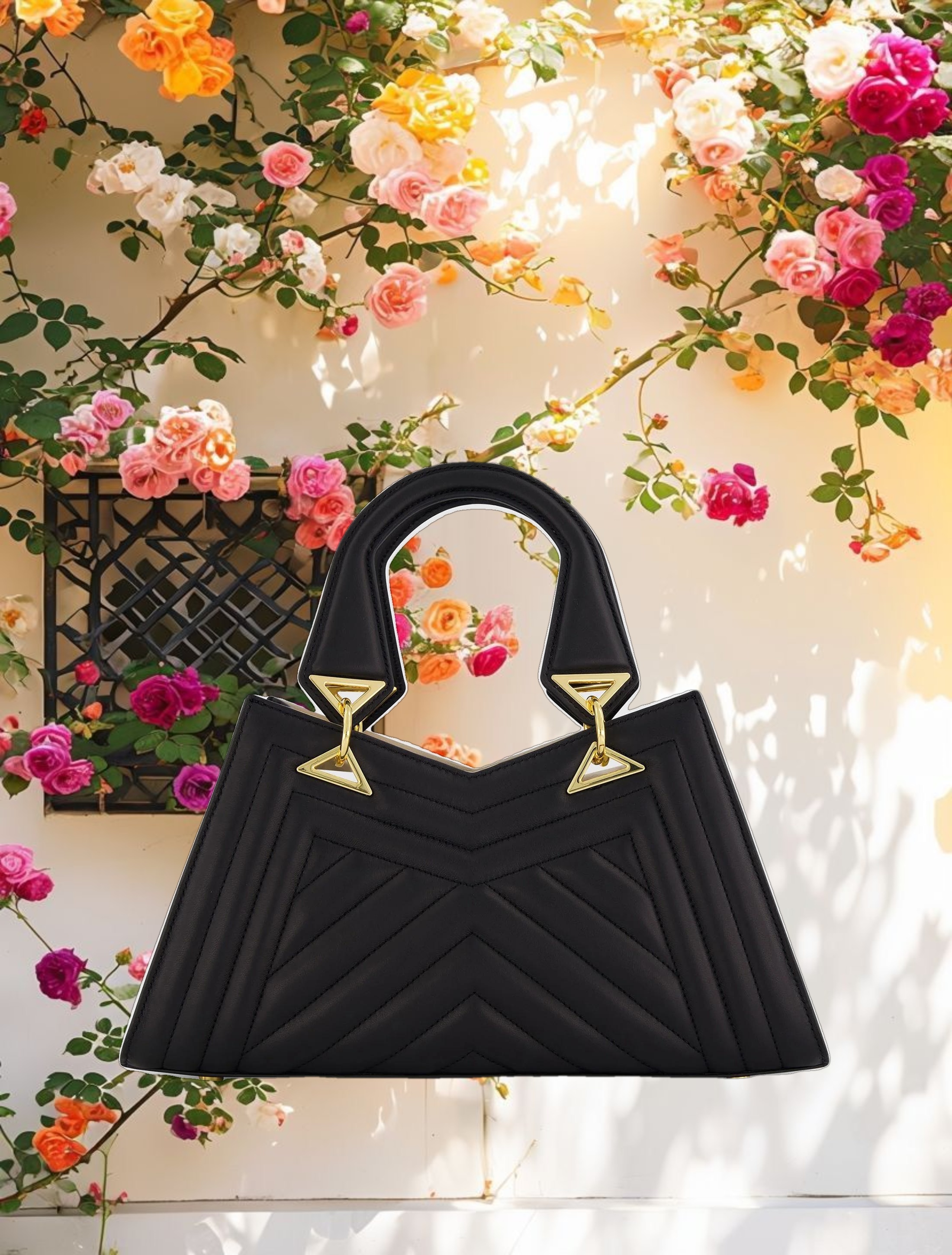 Quilted Leather Angular Handbag