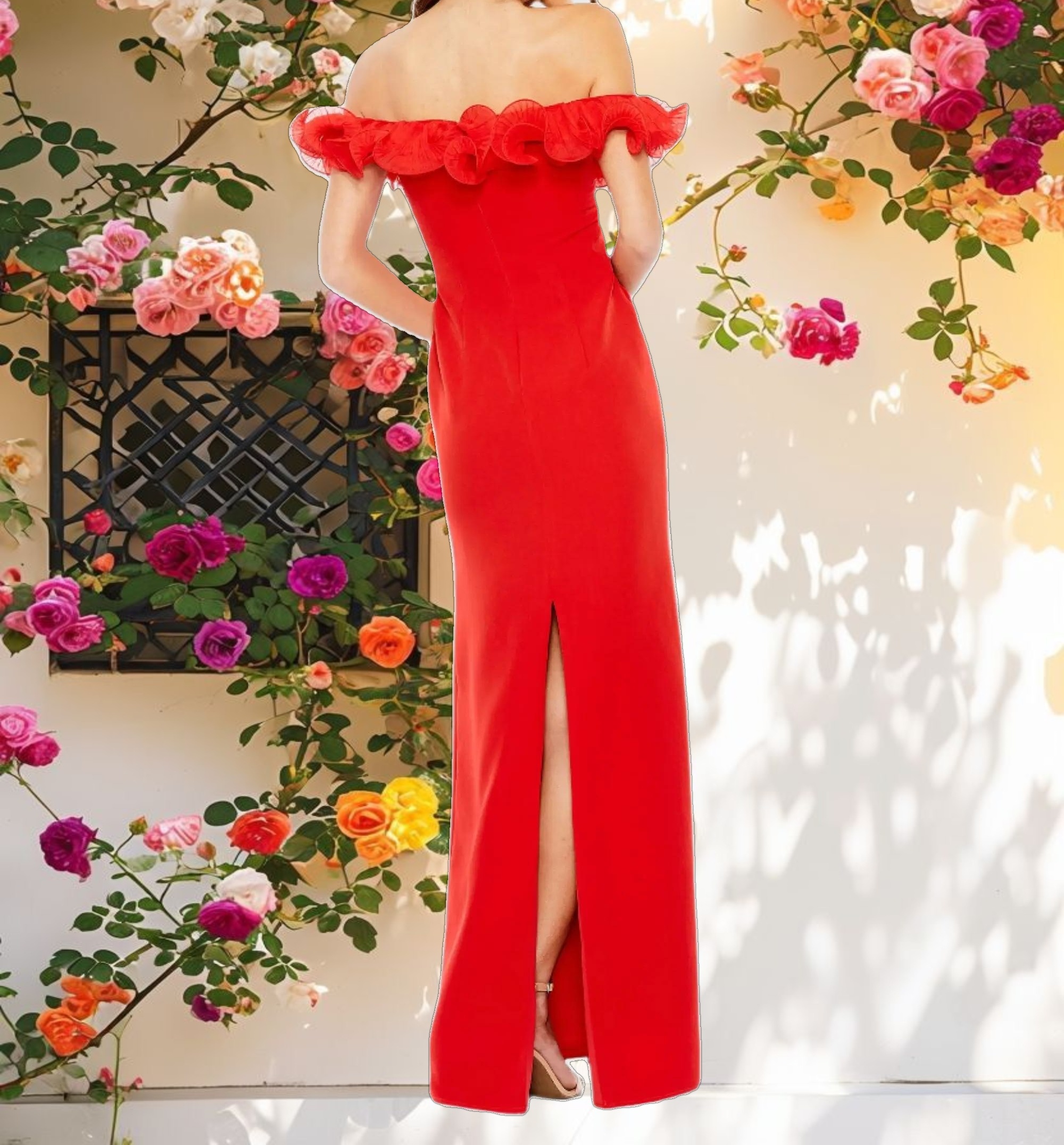 Ruffle Detail Column Dress