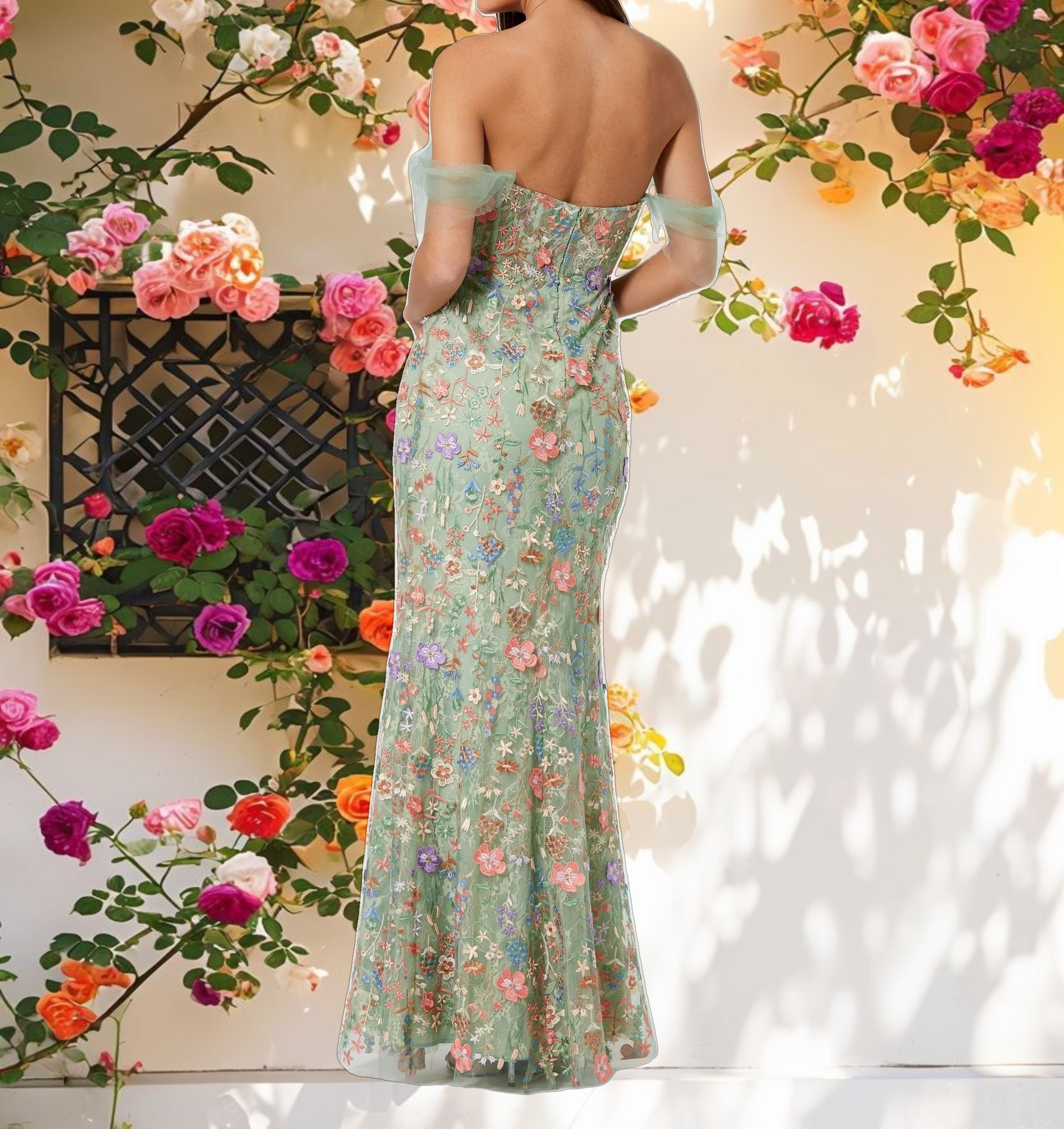 Floral Embroidered Bustier Dress
