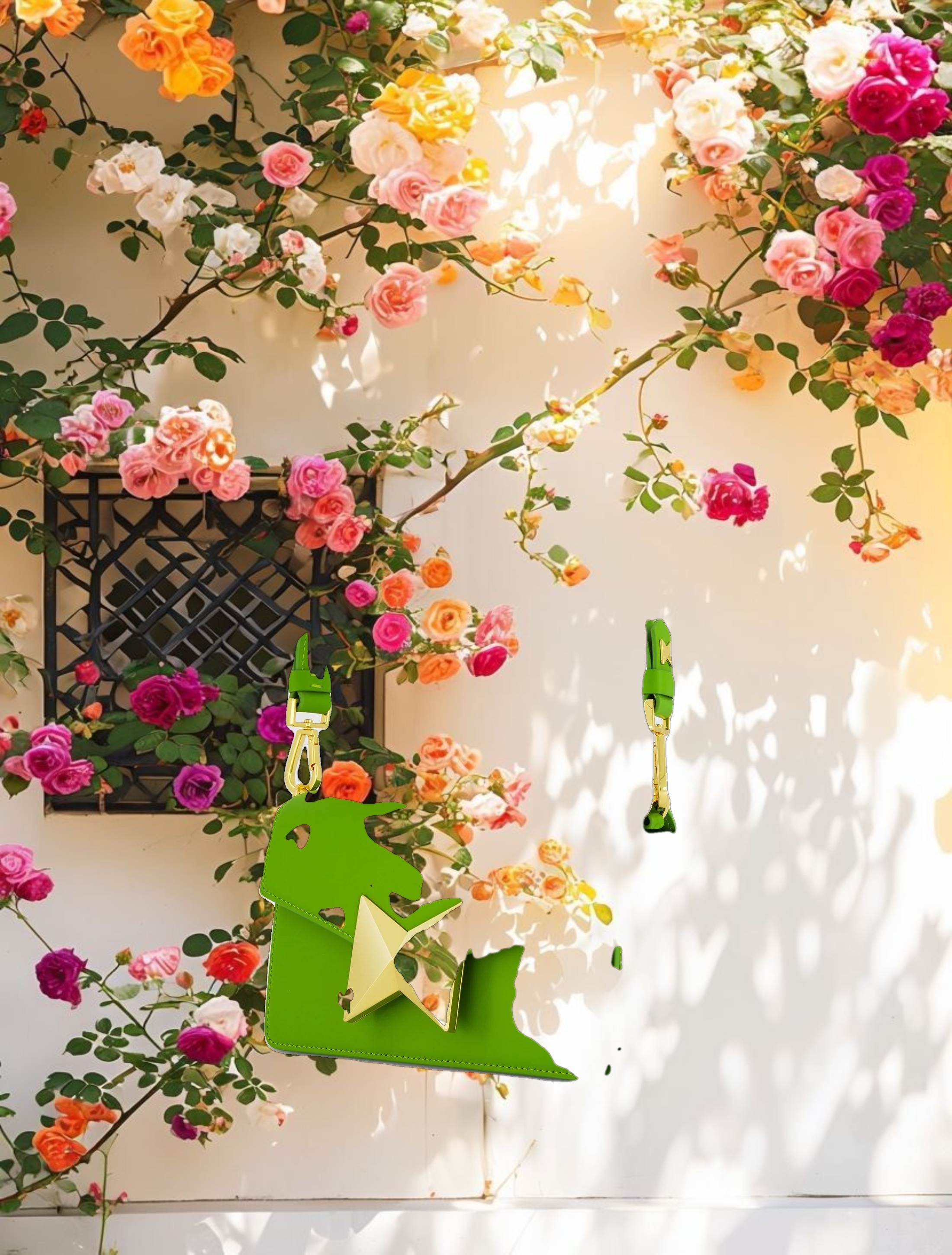 Mini Green Leather Shoulder Bag With Gold Hardware