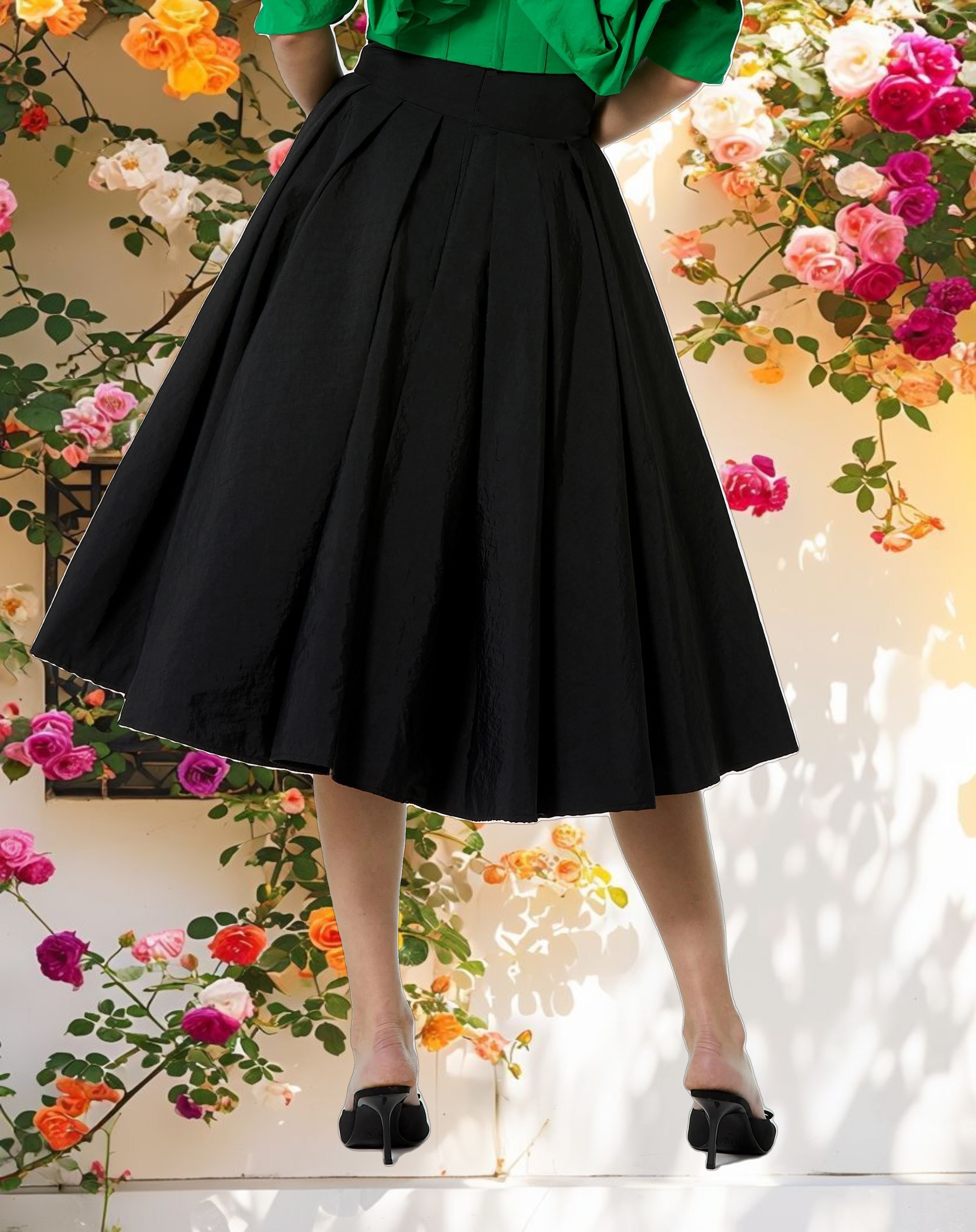 The Bubbly Faille High Waisted Midi Full Circle Skirt