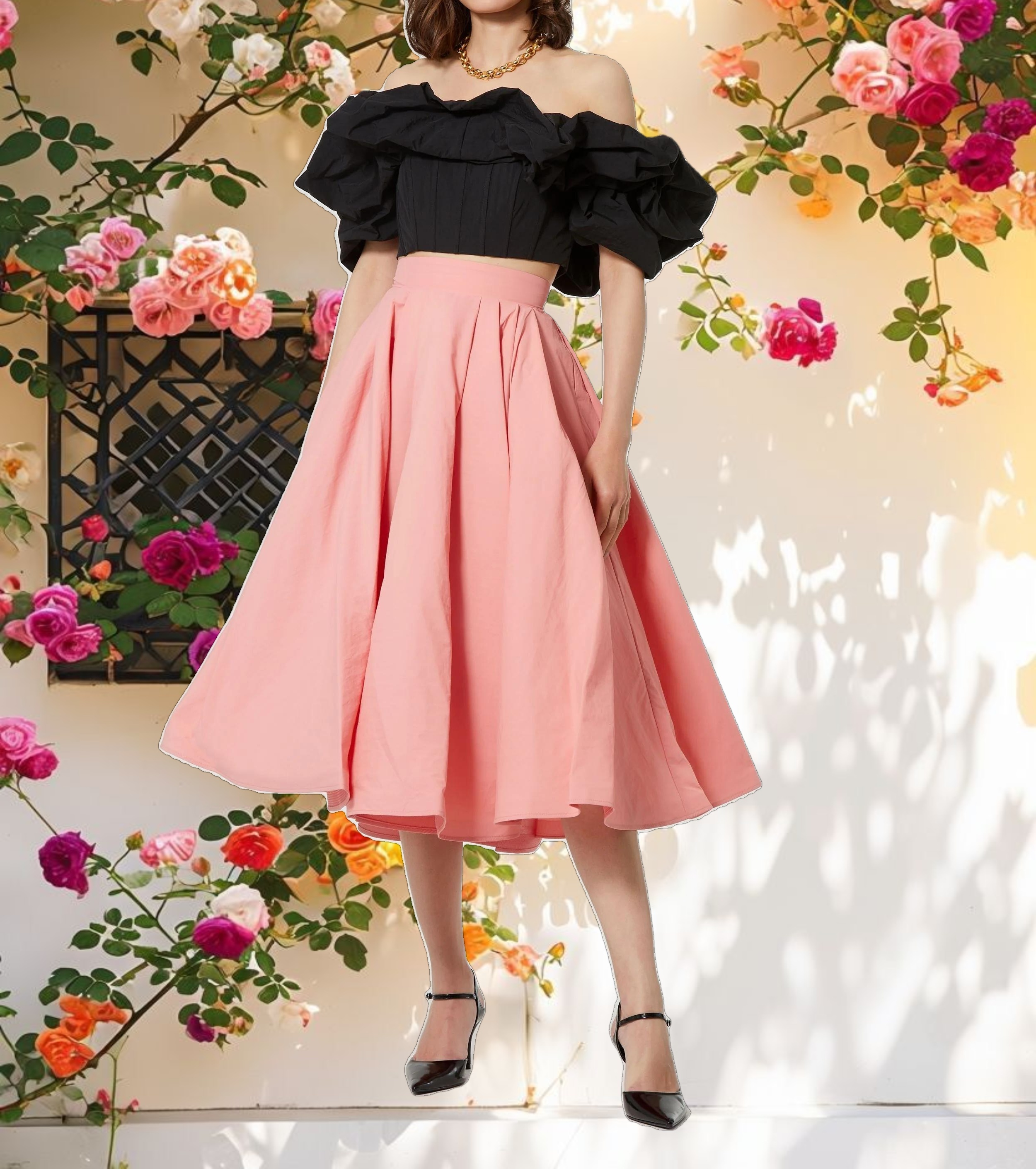 Black Ruffle Bustier Top