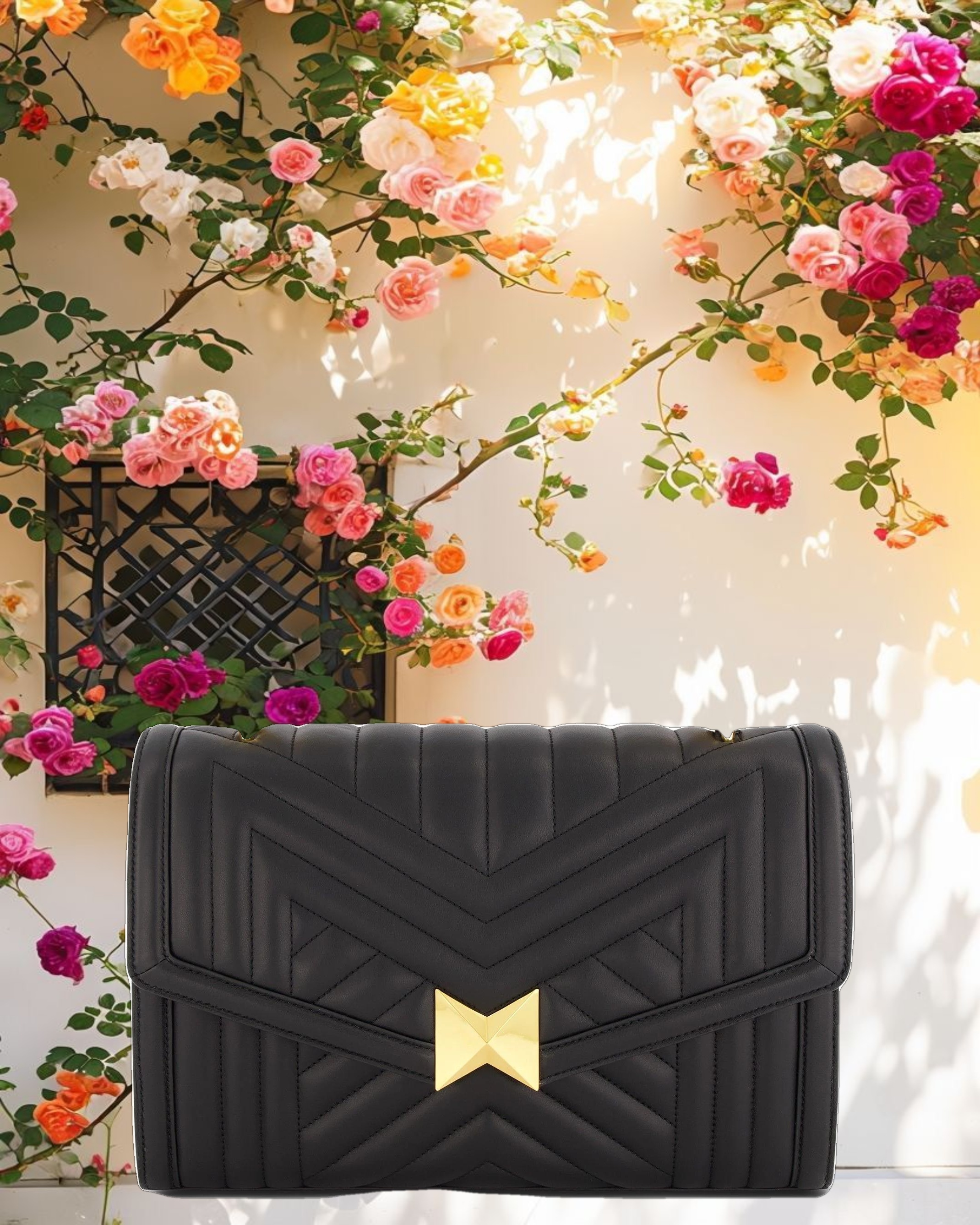 Quilted Napa Leather Handbag With Gold Hardware