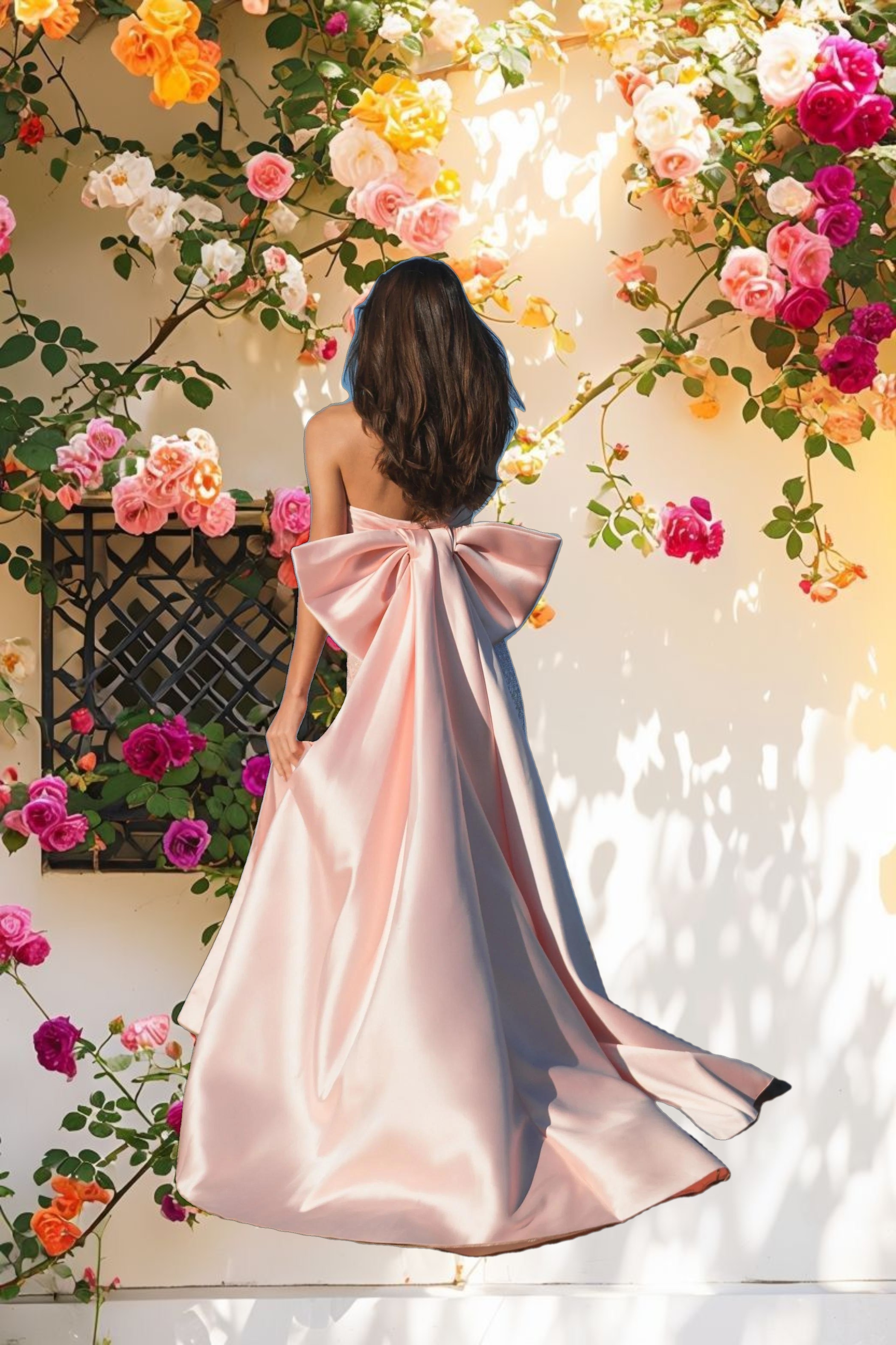 Embellished Gown with Back Bow