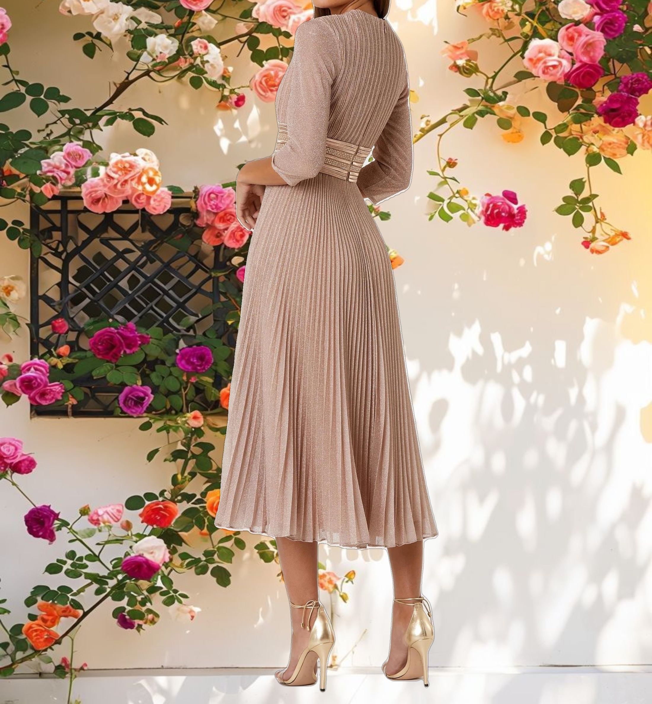 Shimmering A Line Midi Dress