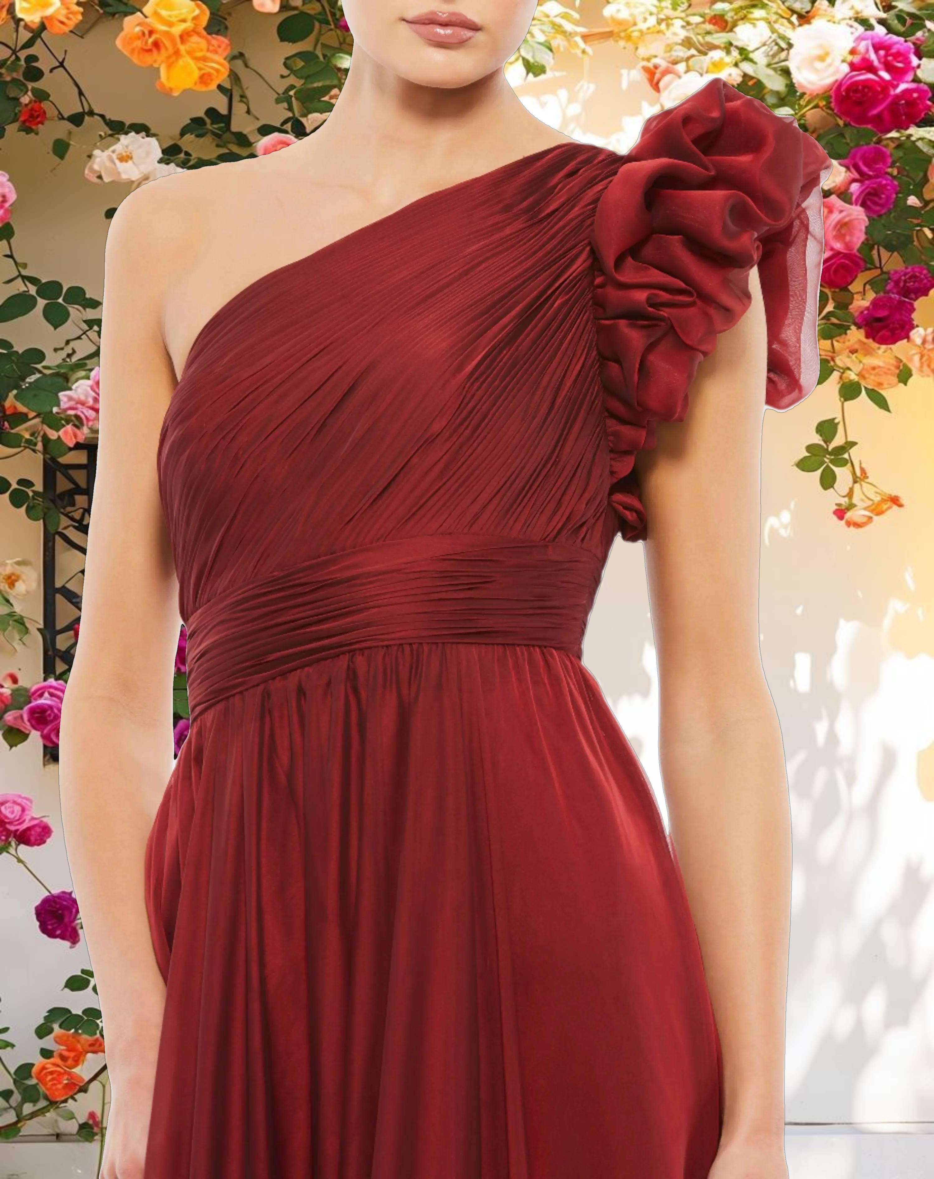 Organza Pleated Gown