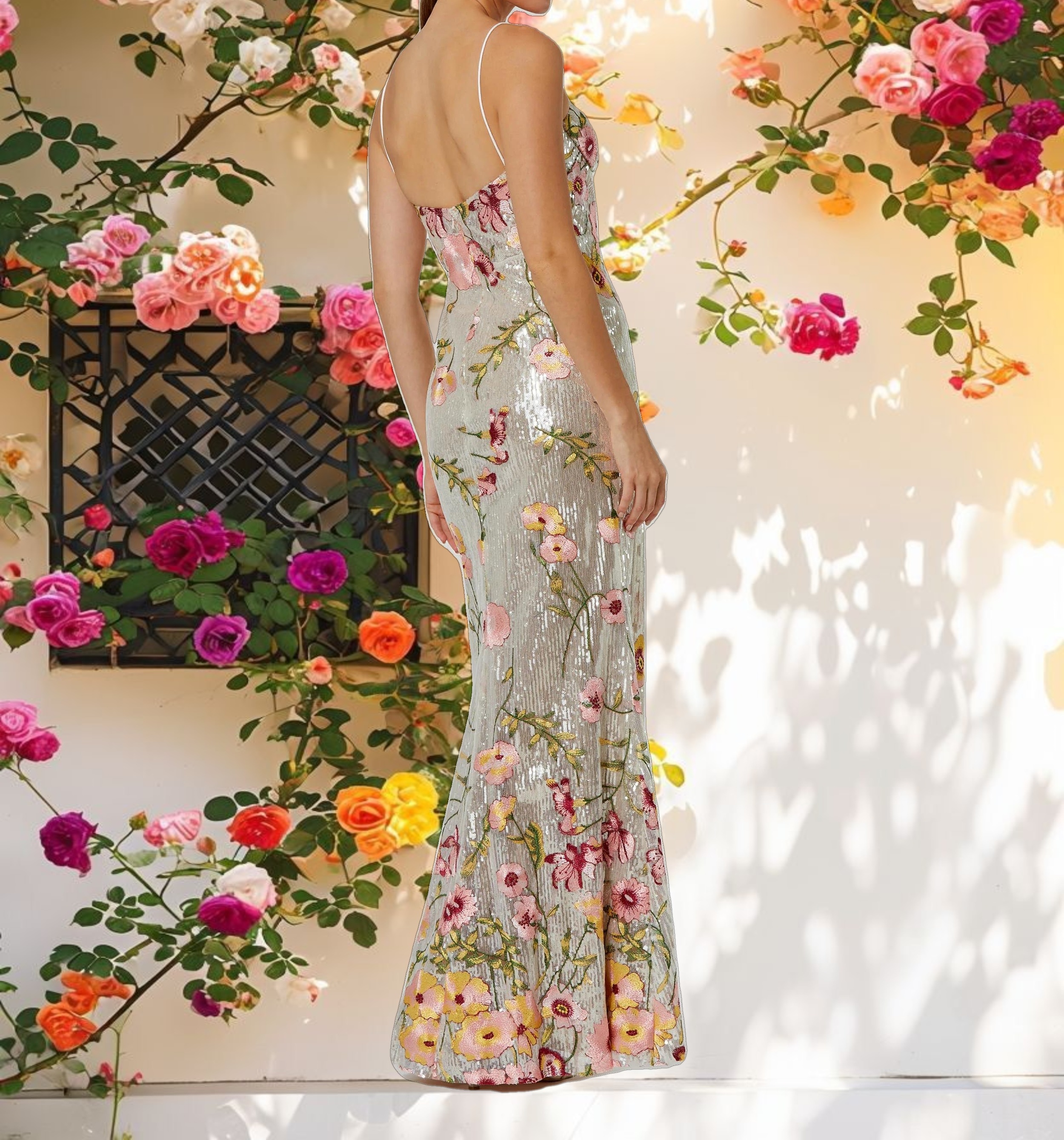 Bustier Floral Applique Gown