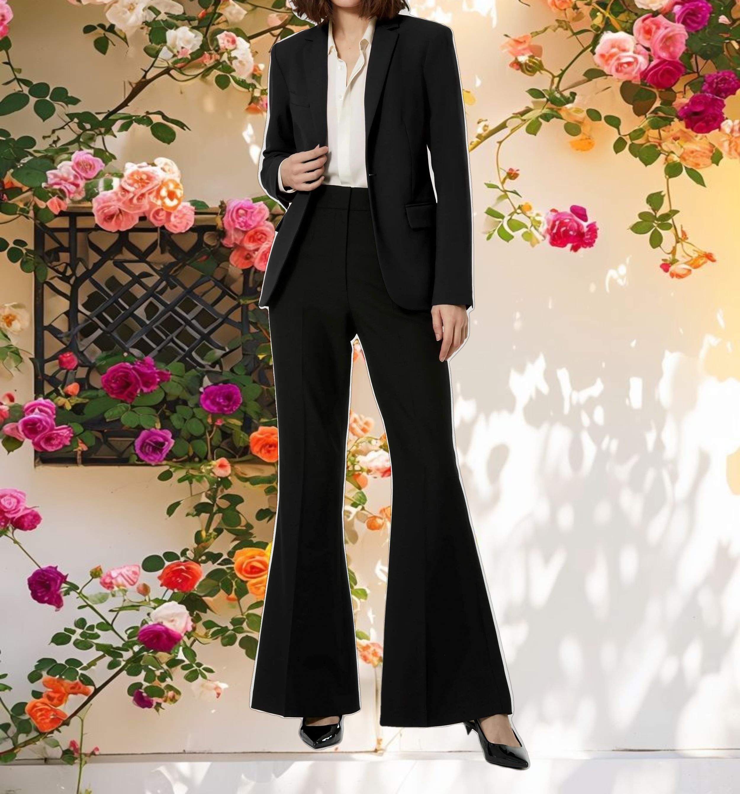 Black Classic Crepe Flared Trouser Pant
