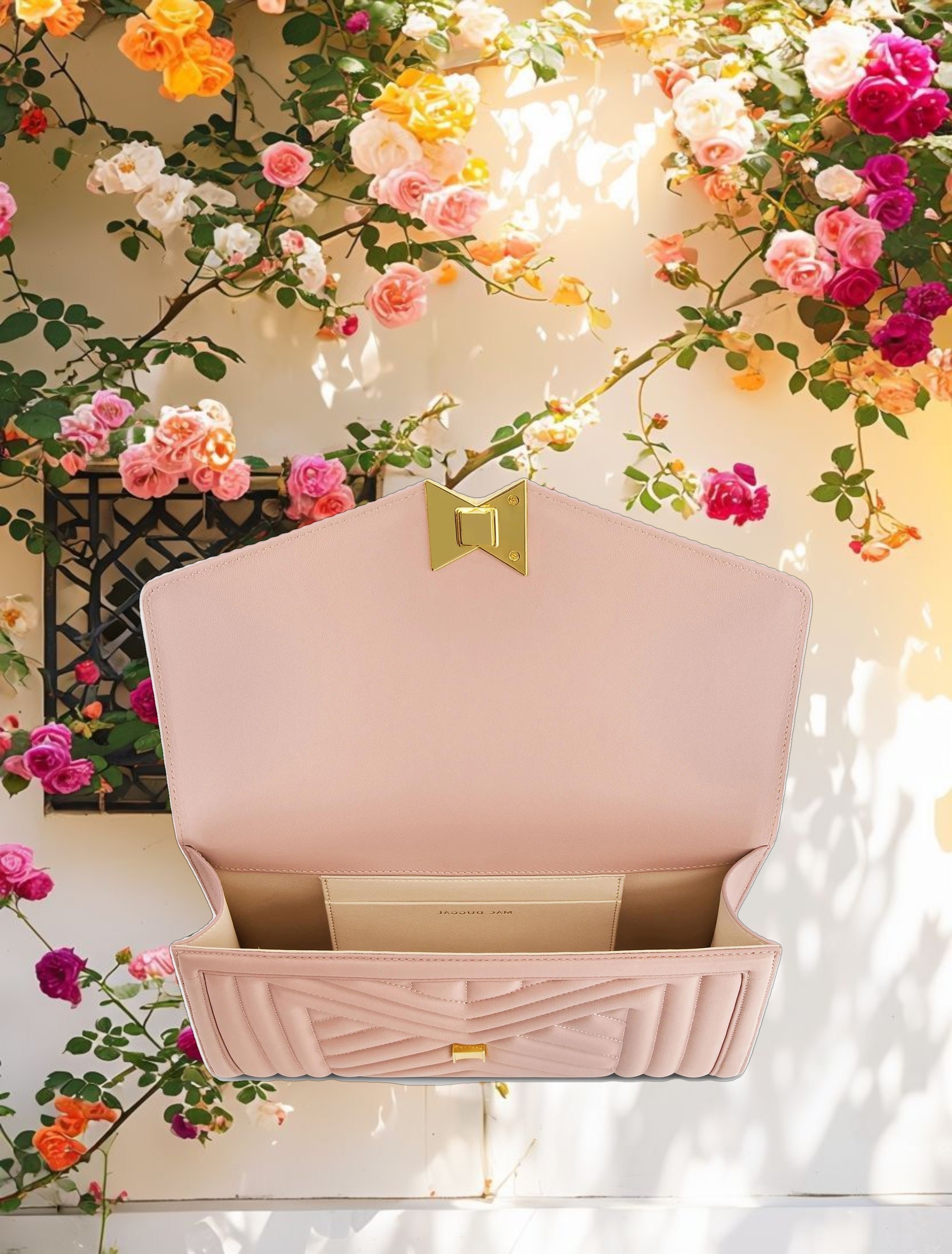 Quilted Napa Leather Handbag With Gold Hardware