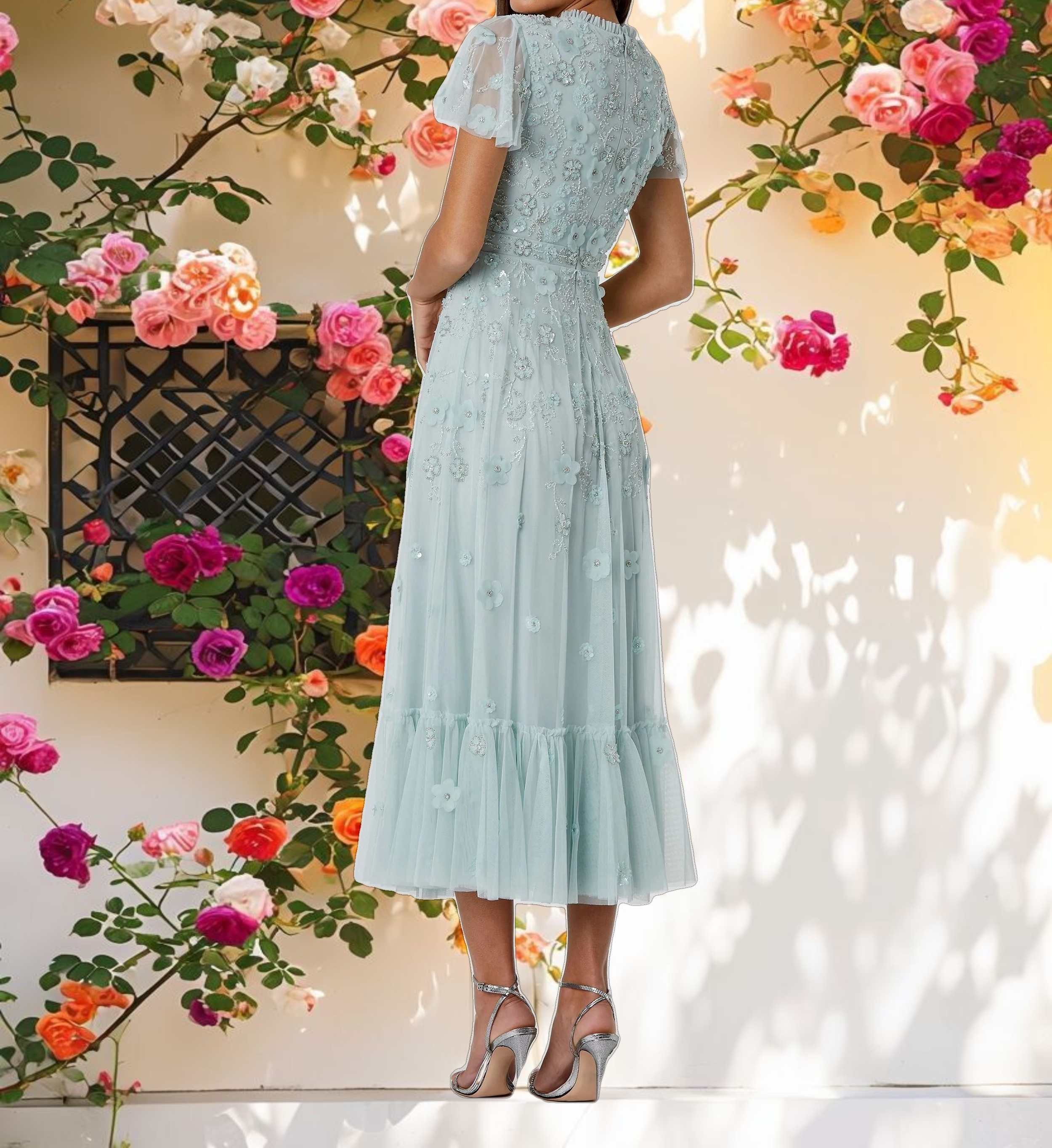 Sparkling Mesh Overlap Dress