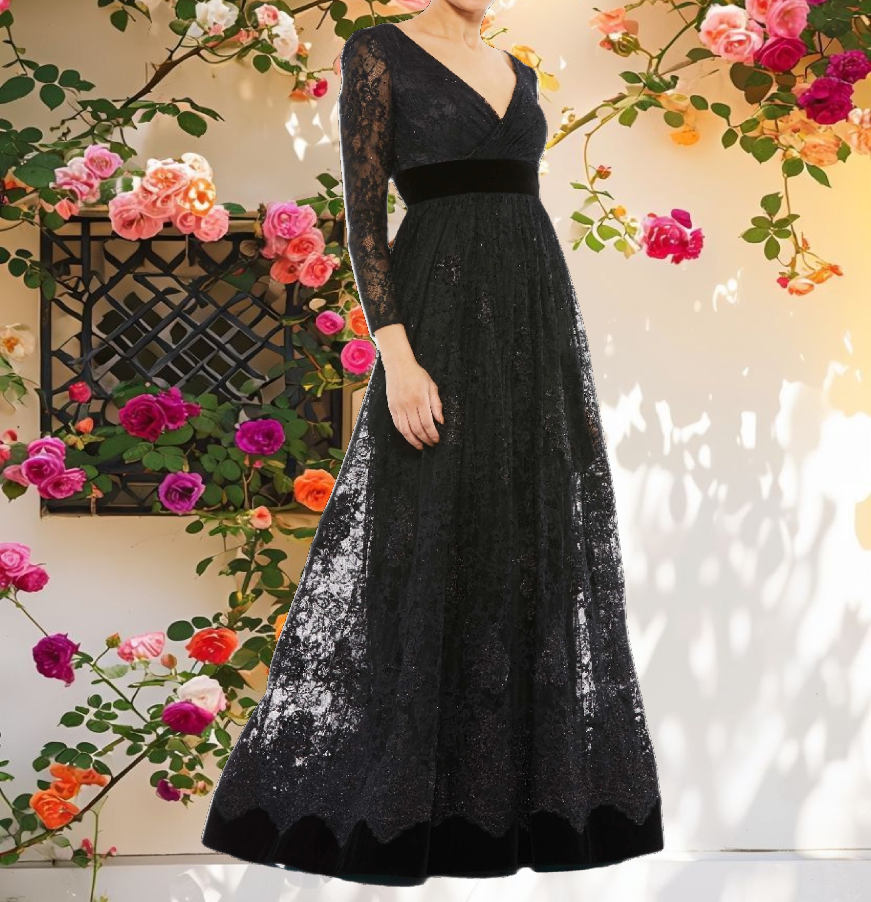 Lace Long Sleeve Wrap Over Dress