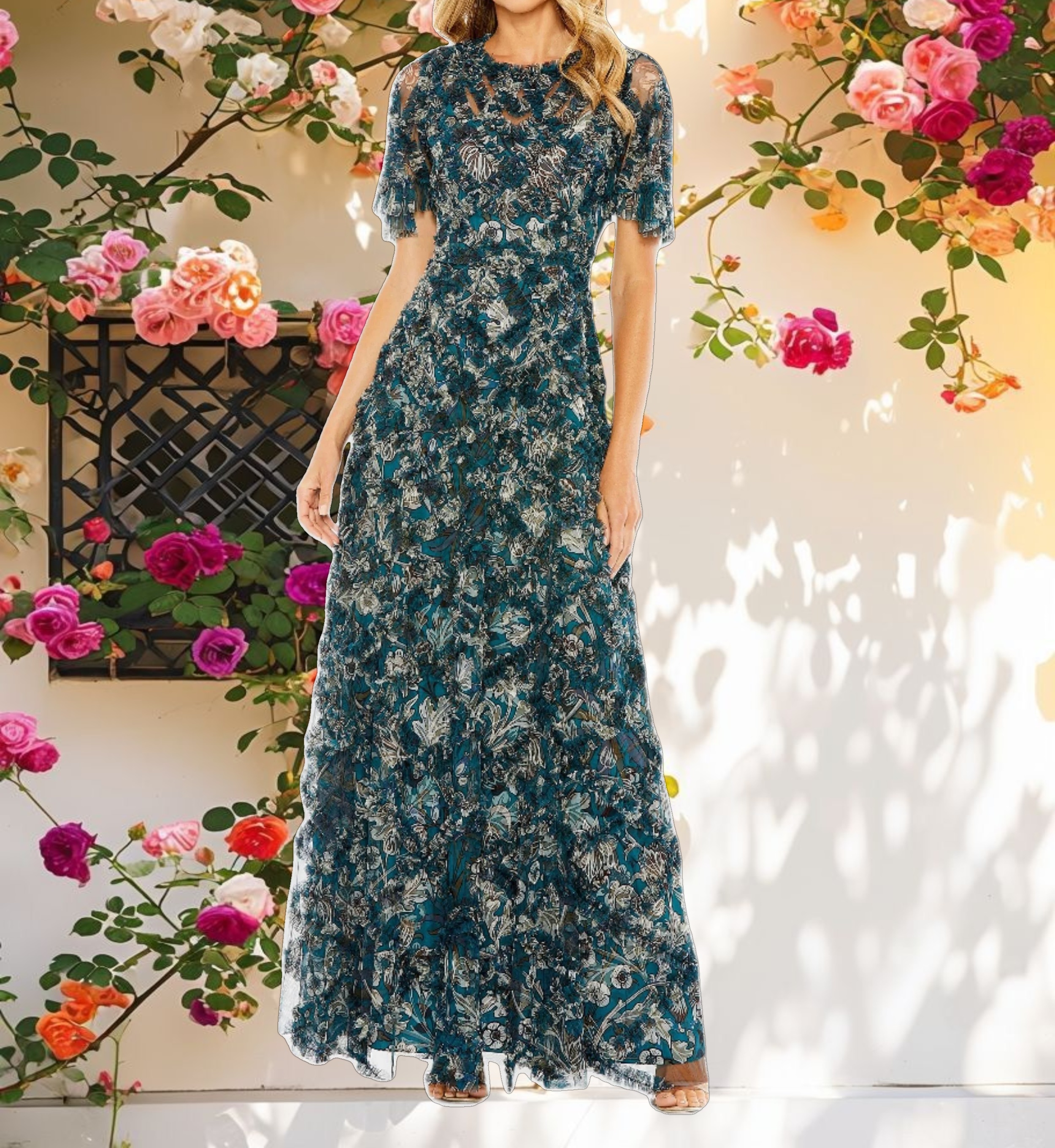 Floral Ruffle Detail Maxi Dress