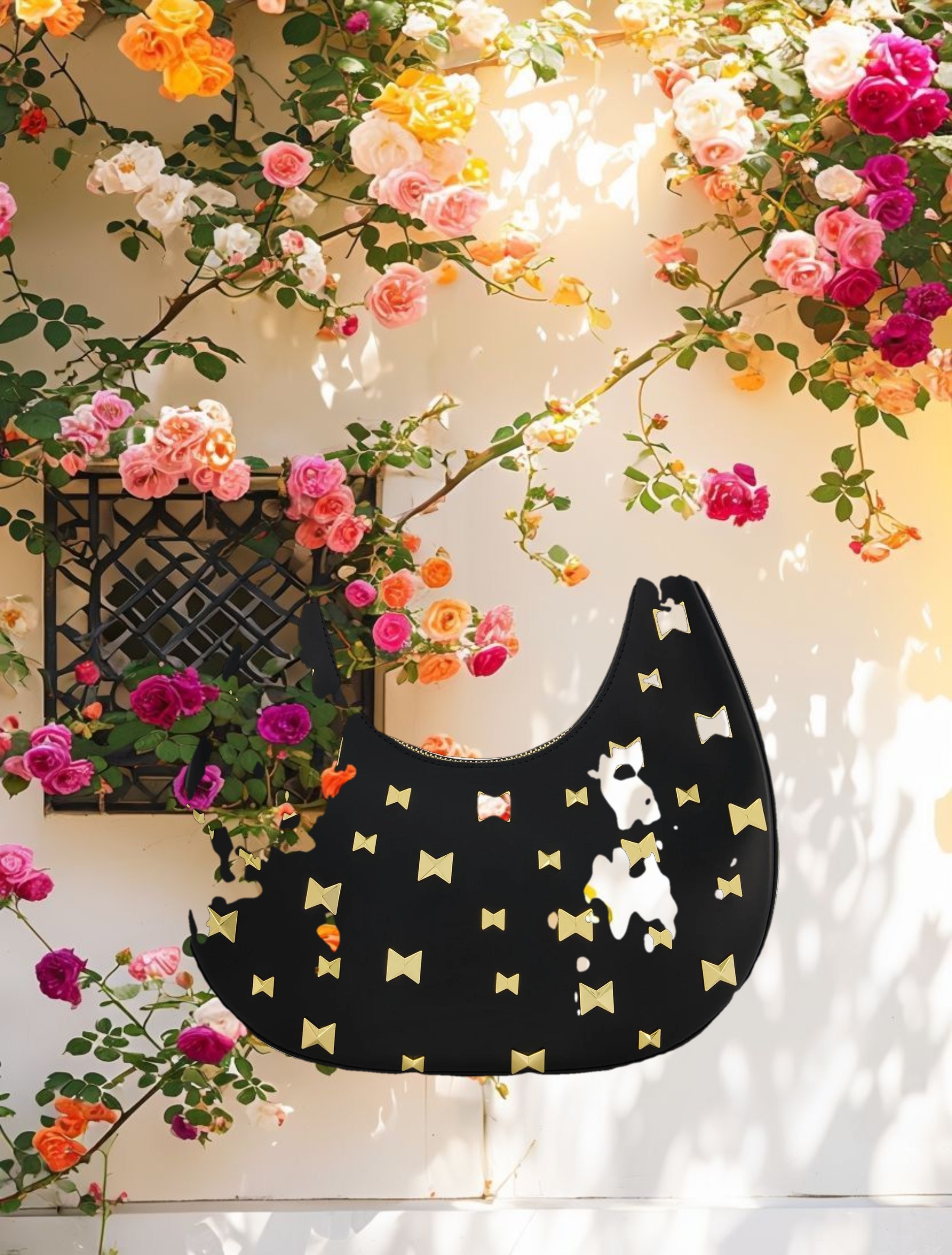 Leather Hobo Bag With Gold Hardware