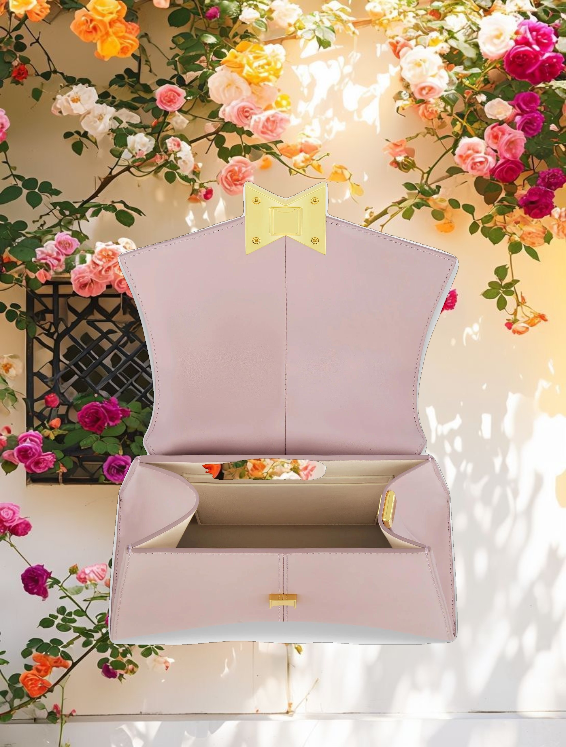 Medium Angular Leather Handbag With Gold Hardware