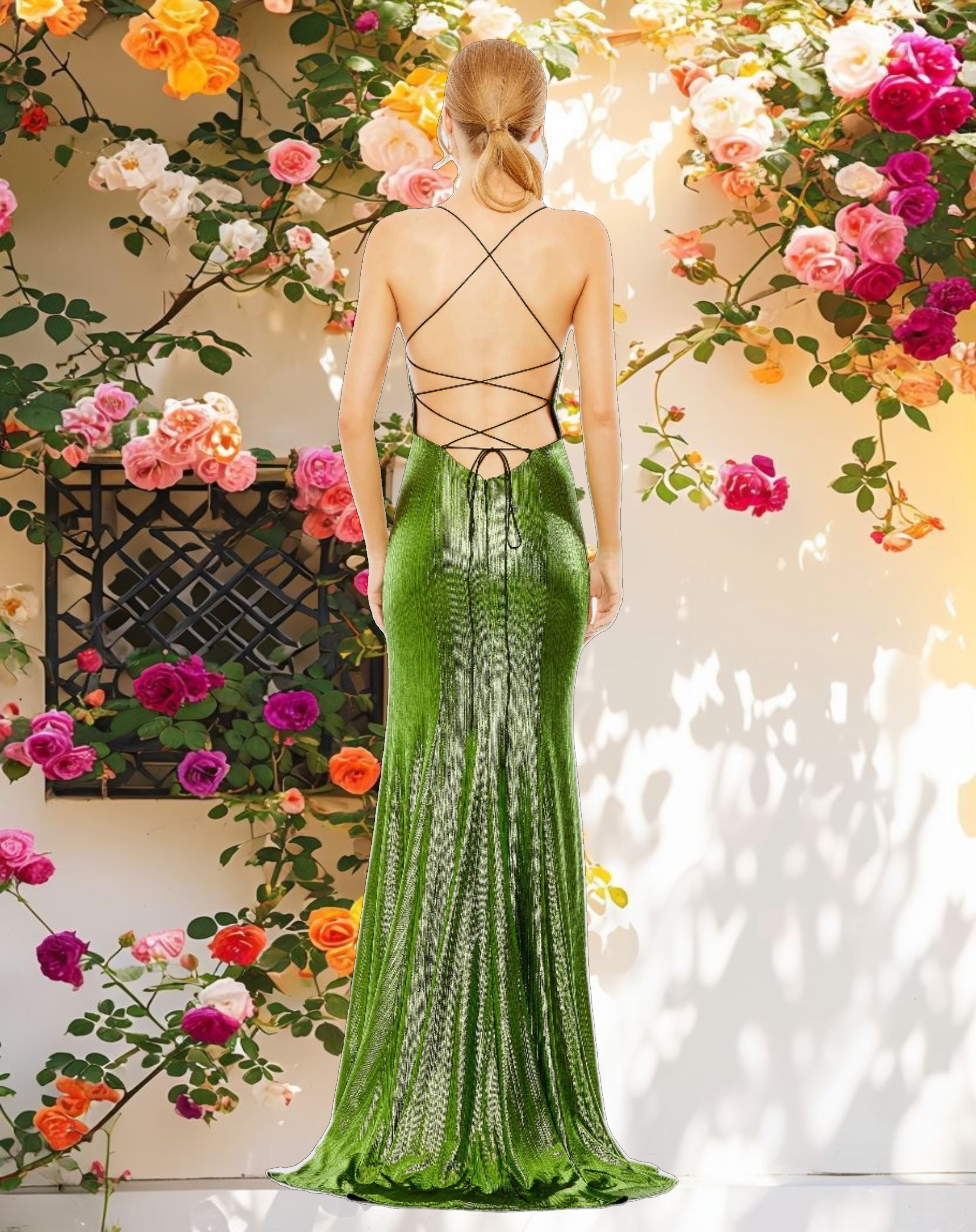 Shimmering Metallic Column Gown