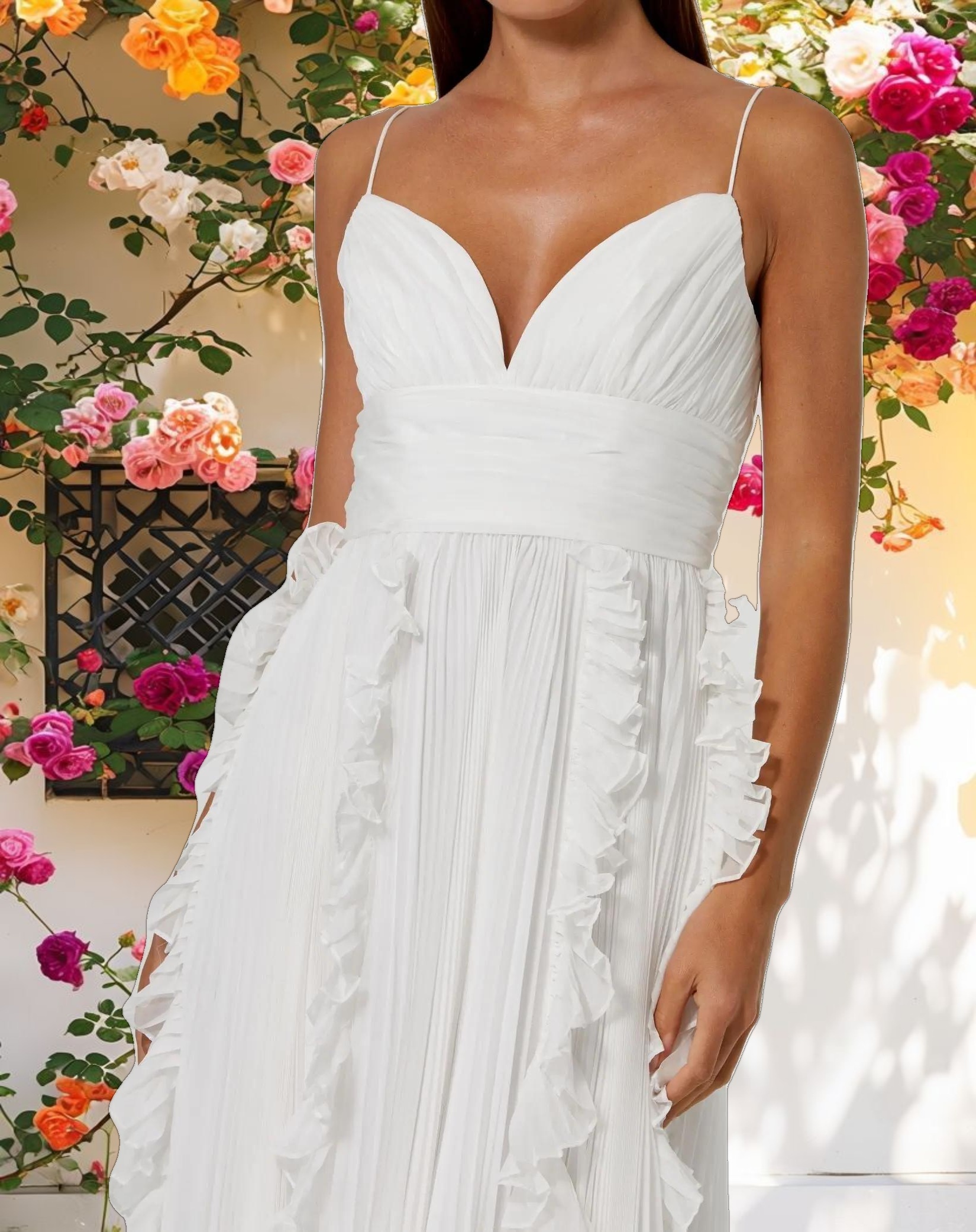 White Flowy Sleeveless Gown