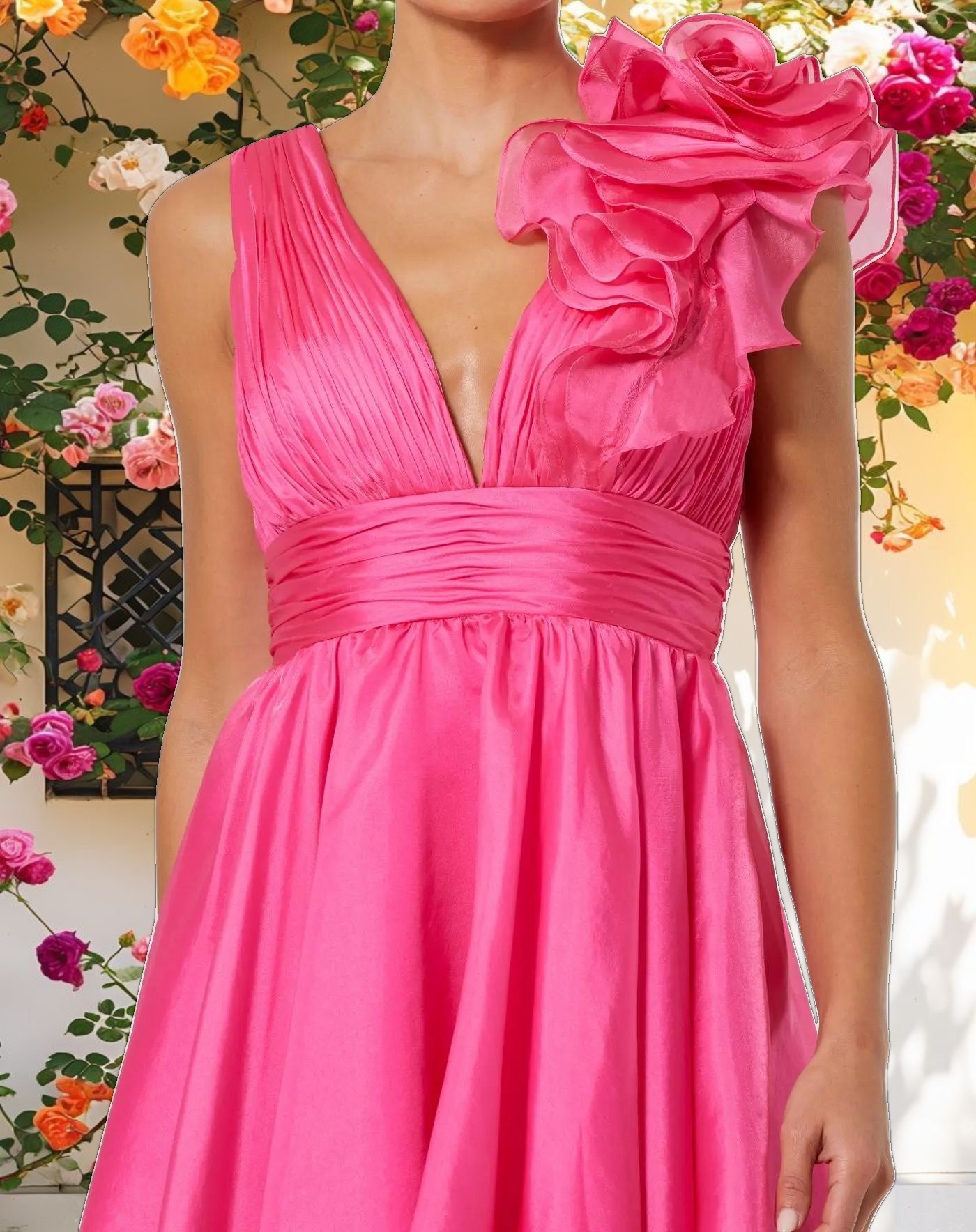 Feminine Ruffle V Neck Mini Dress