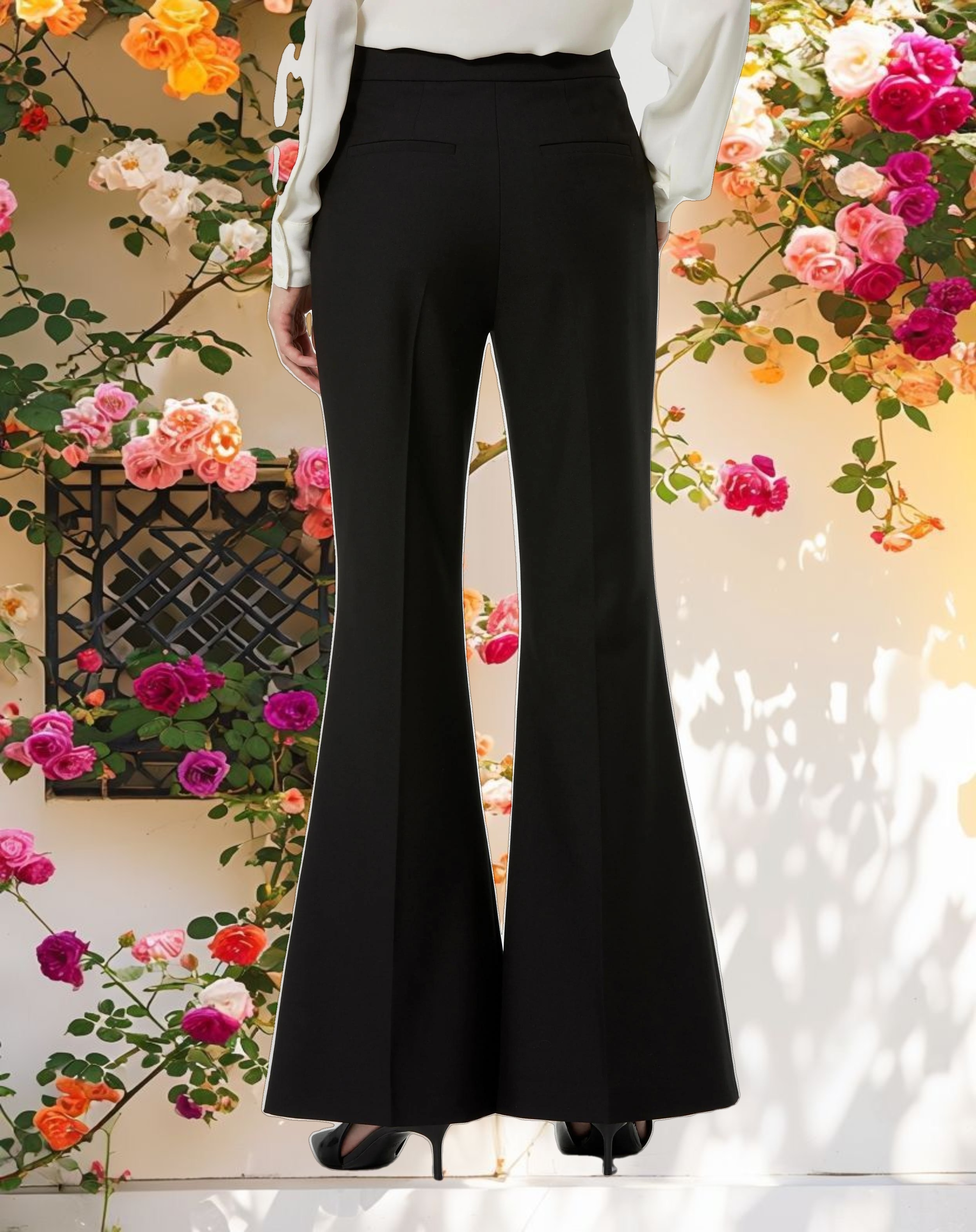 Black Classic Crepe Flared Trouser Pant
