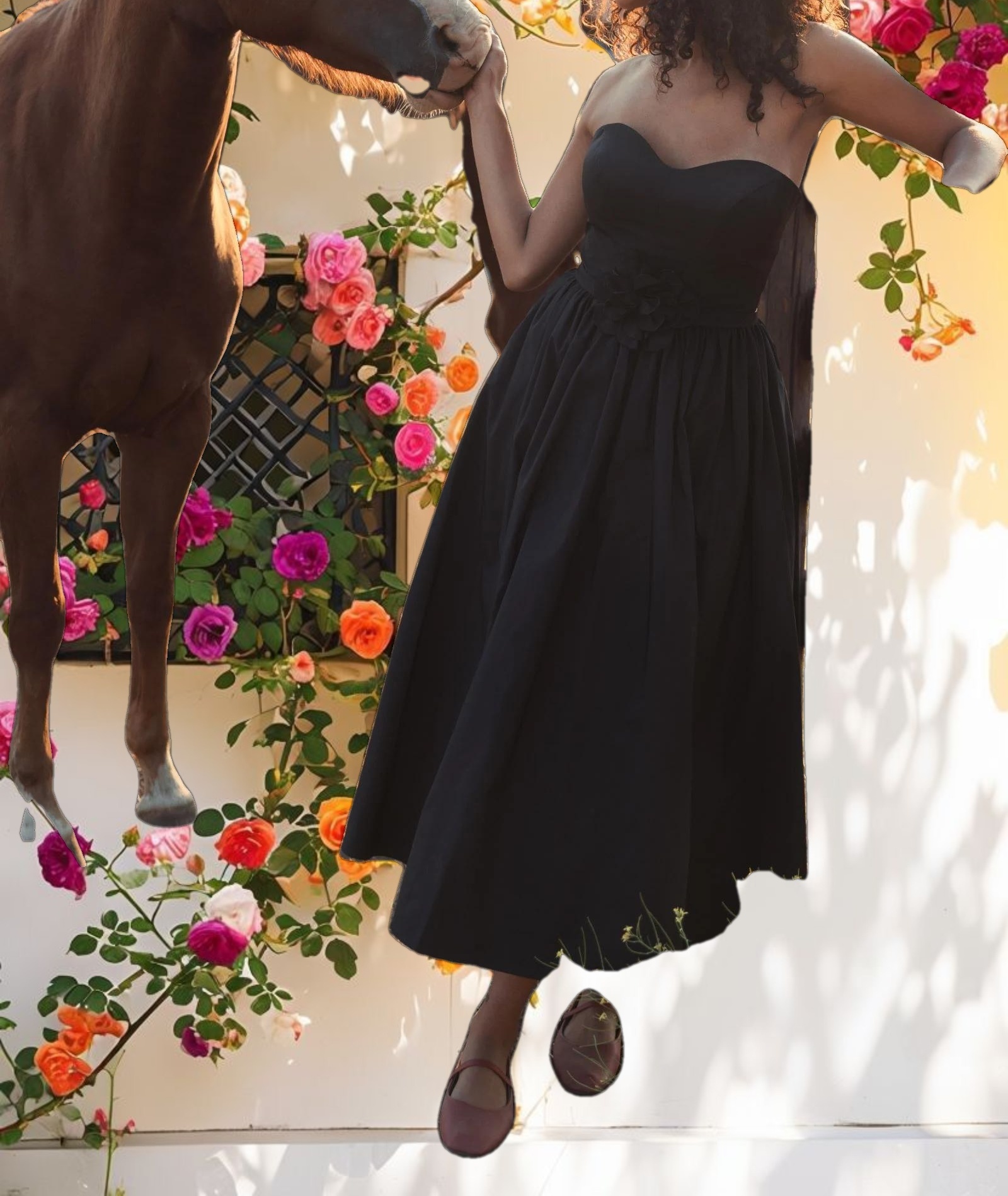 Elegant A Line Midi Dress With 3D Flower