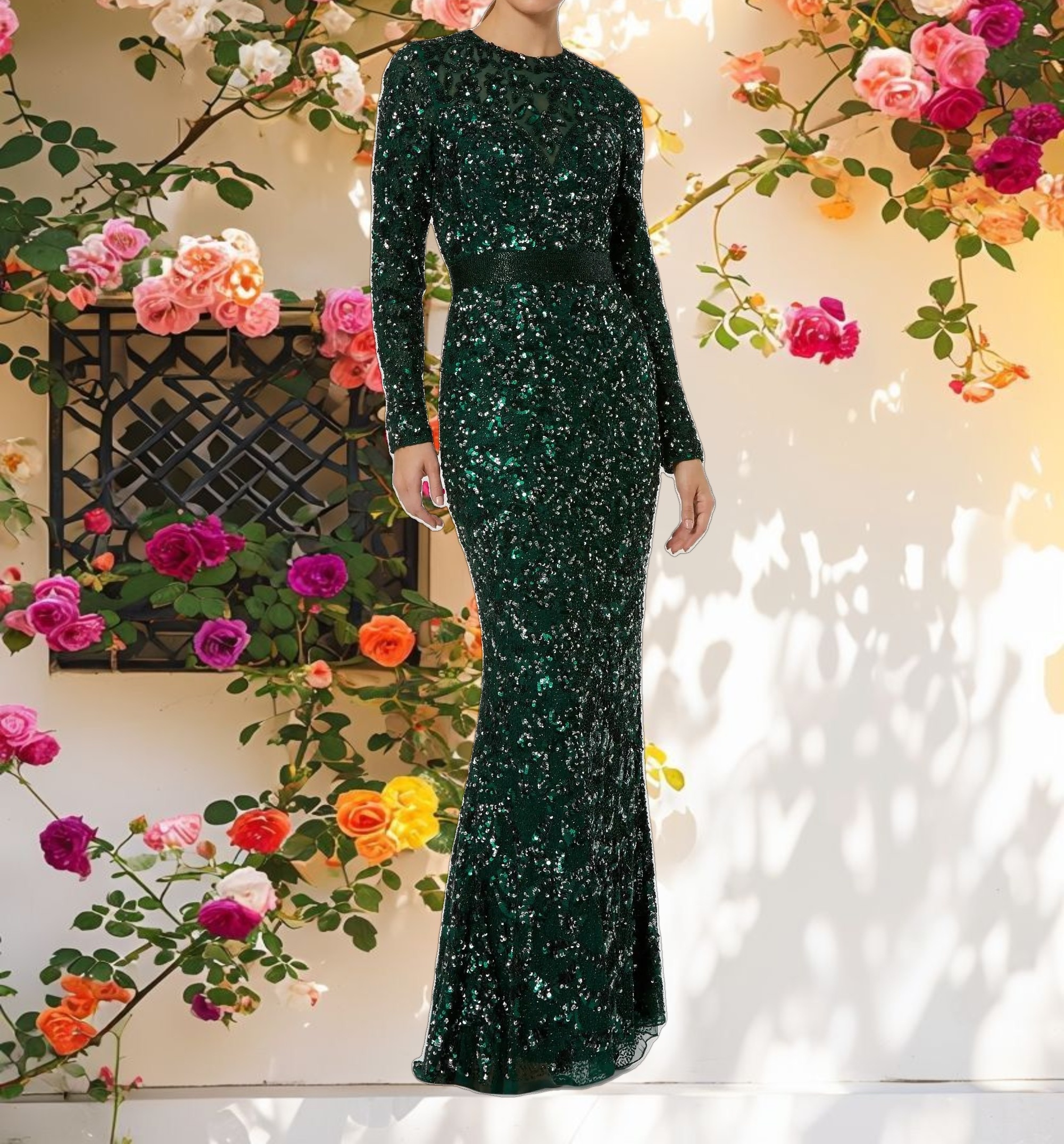 Elegant Long Sleeve Gown