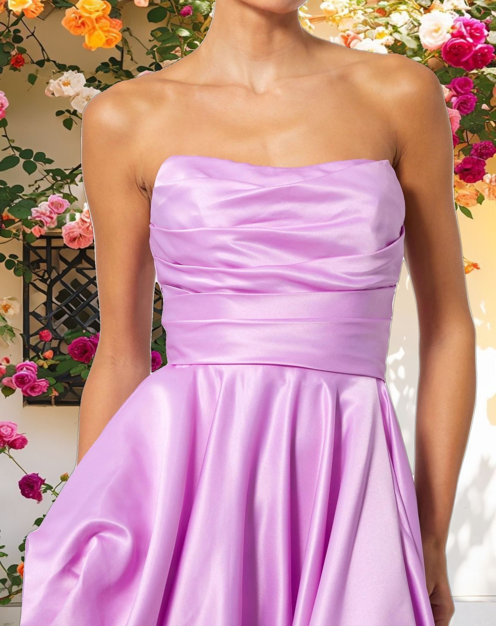 Purple Ruched High Low Gown