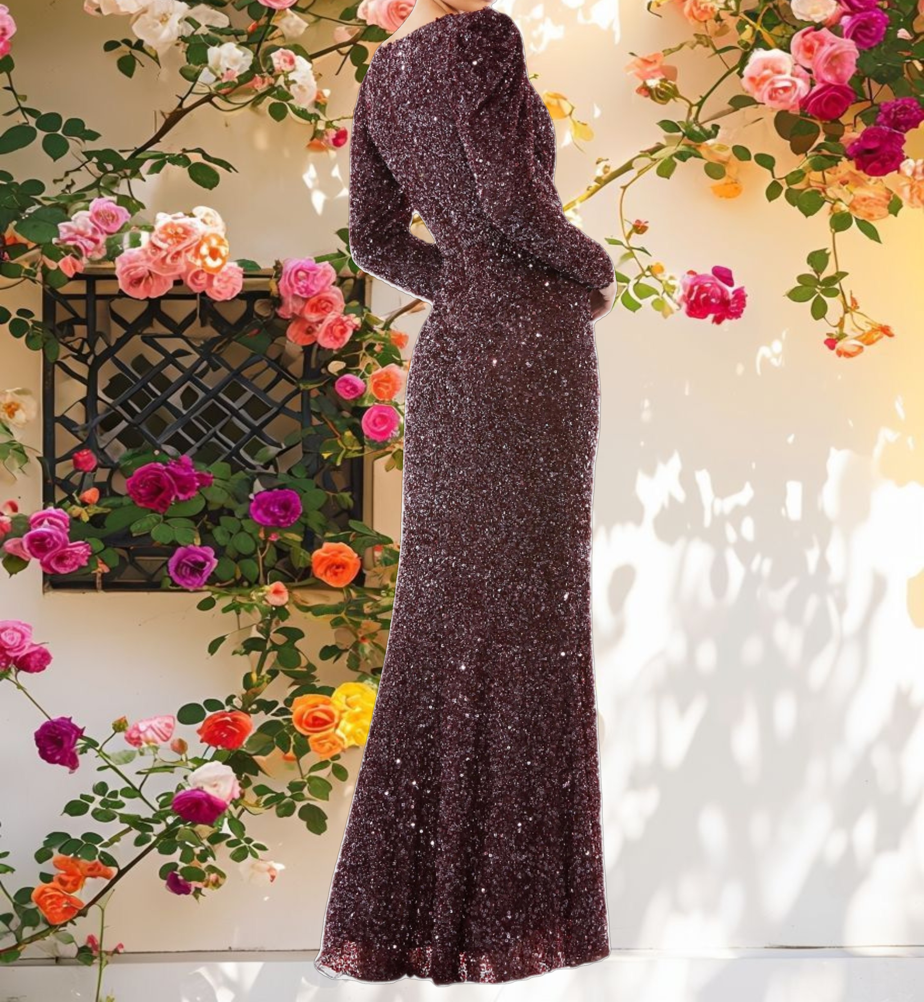 Pink Puff Shoulder Sequined Blouse