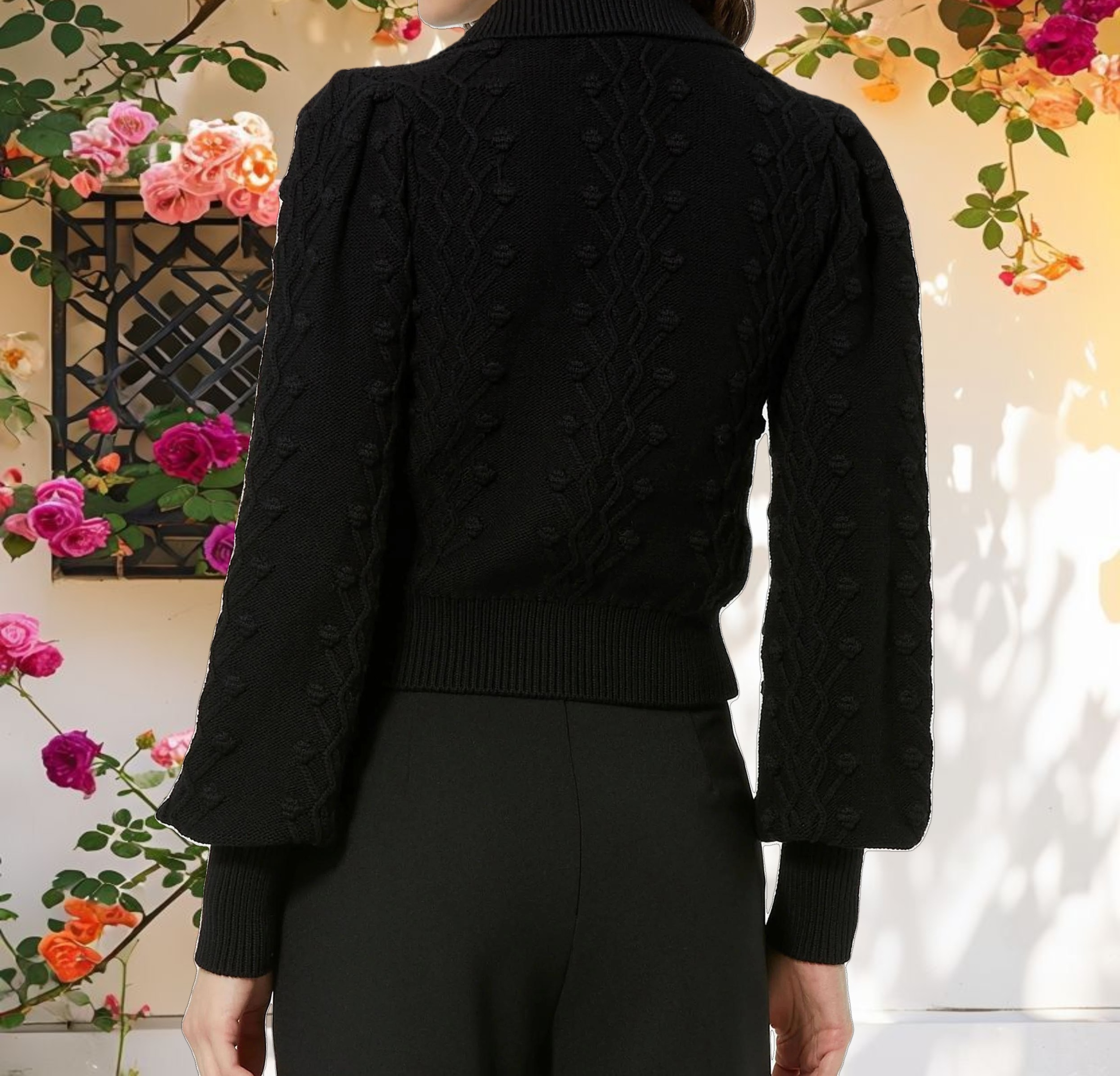 Cropped Bobble Knit Button Up Cardigan Sweater