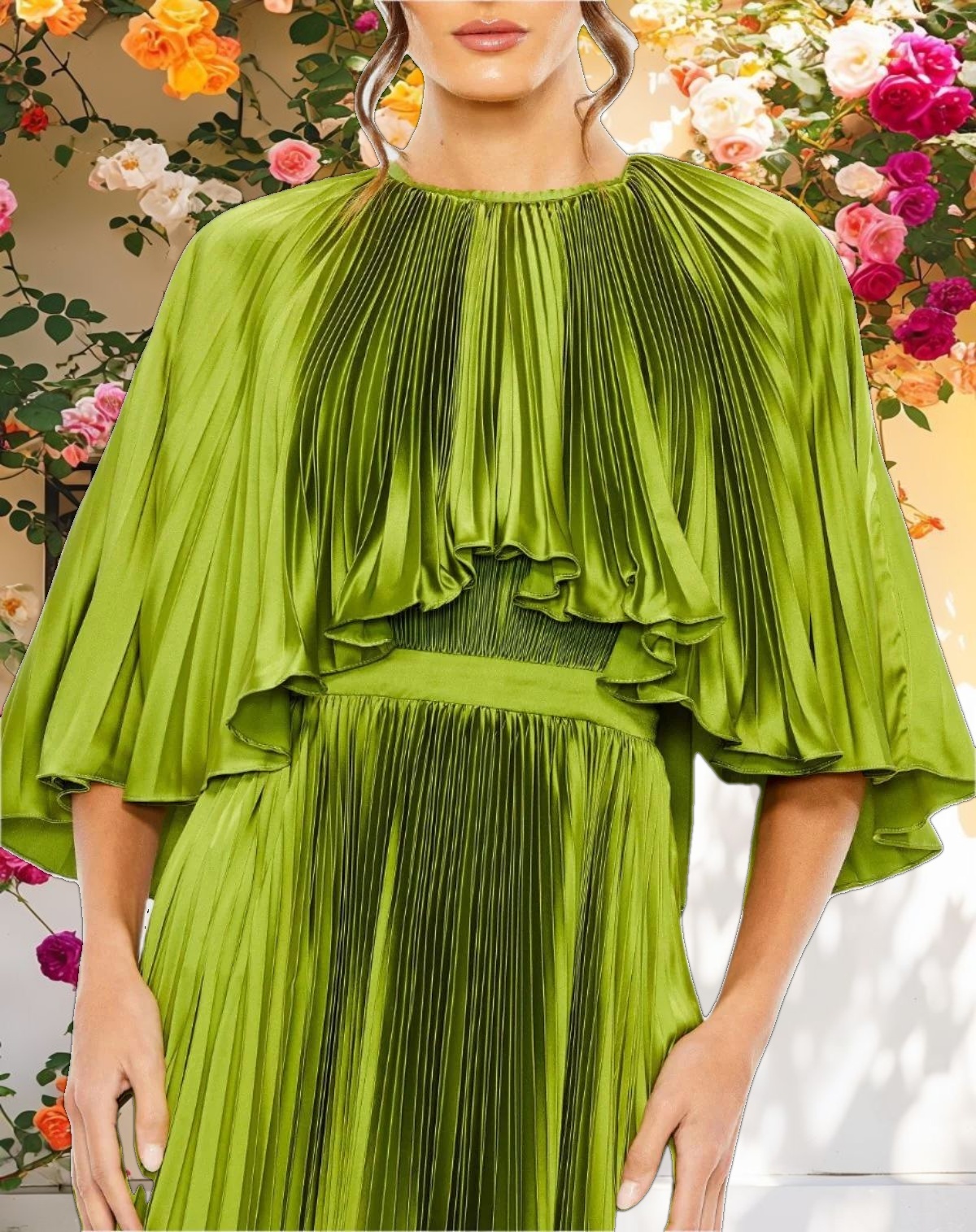Elegant Pleated Tea-Length Dress
