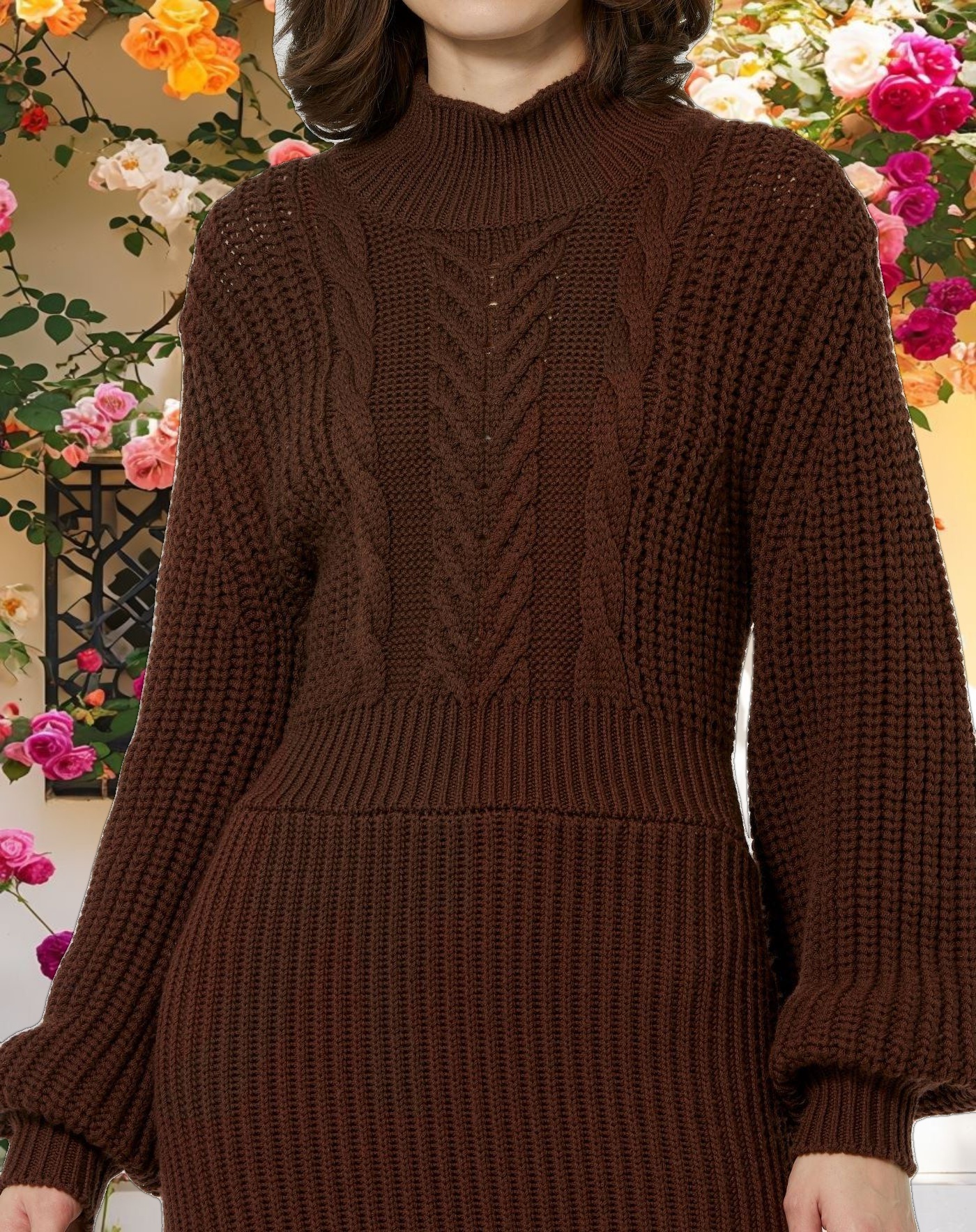 Classic Long Sleeve Knit Midi Dress