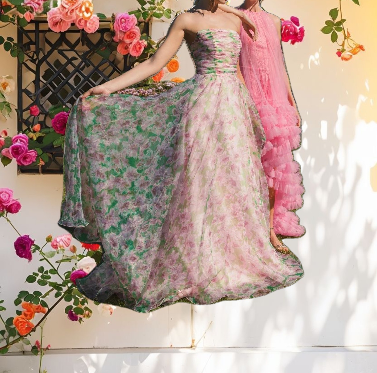 Ruffle Detail Chiffon Dress