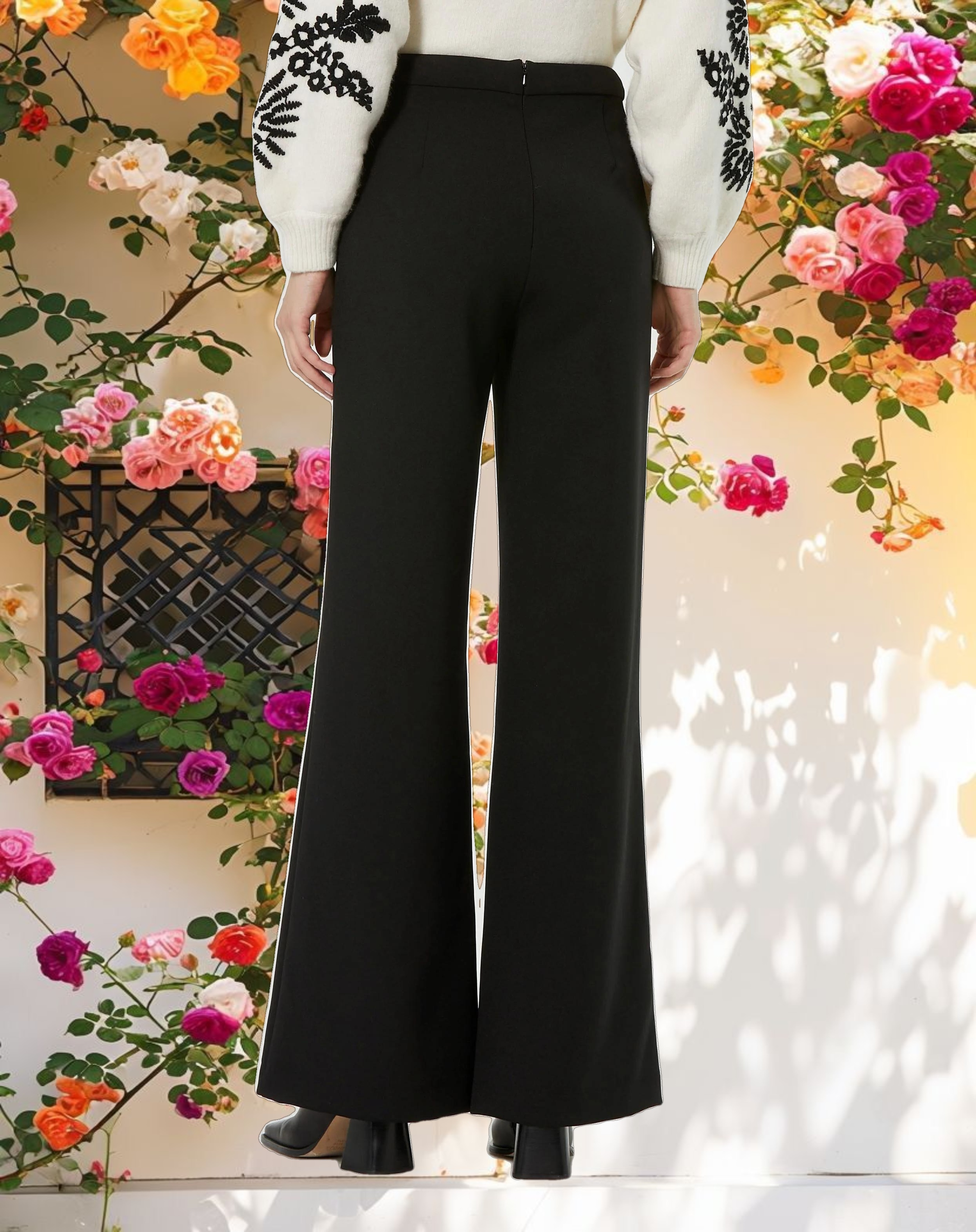 Classic Crepe Wide Leg High Waisted Trouser Pant