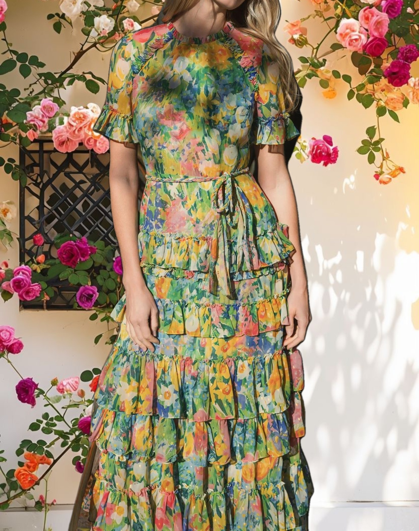 Ruffle Tiered Chiffon Dress