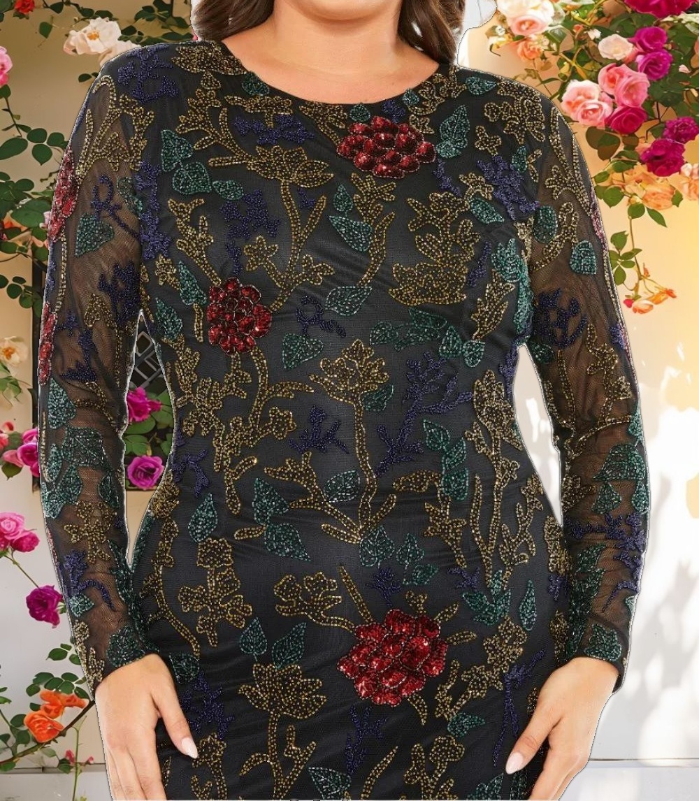 High Neck Beaded Embellished Gown