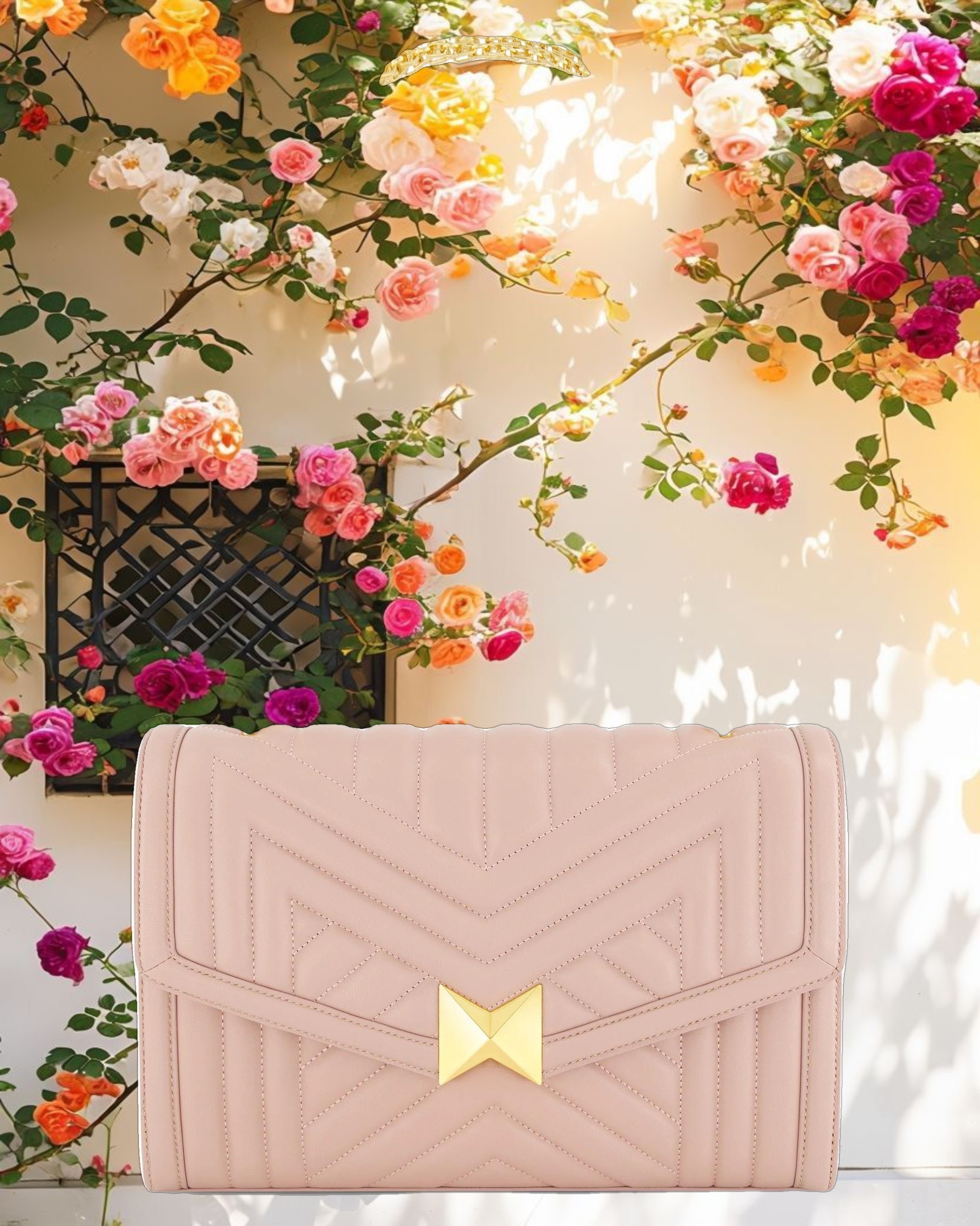 Quilted Napa Leather Handbag With Gold Hardware