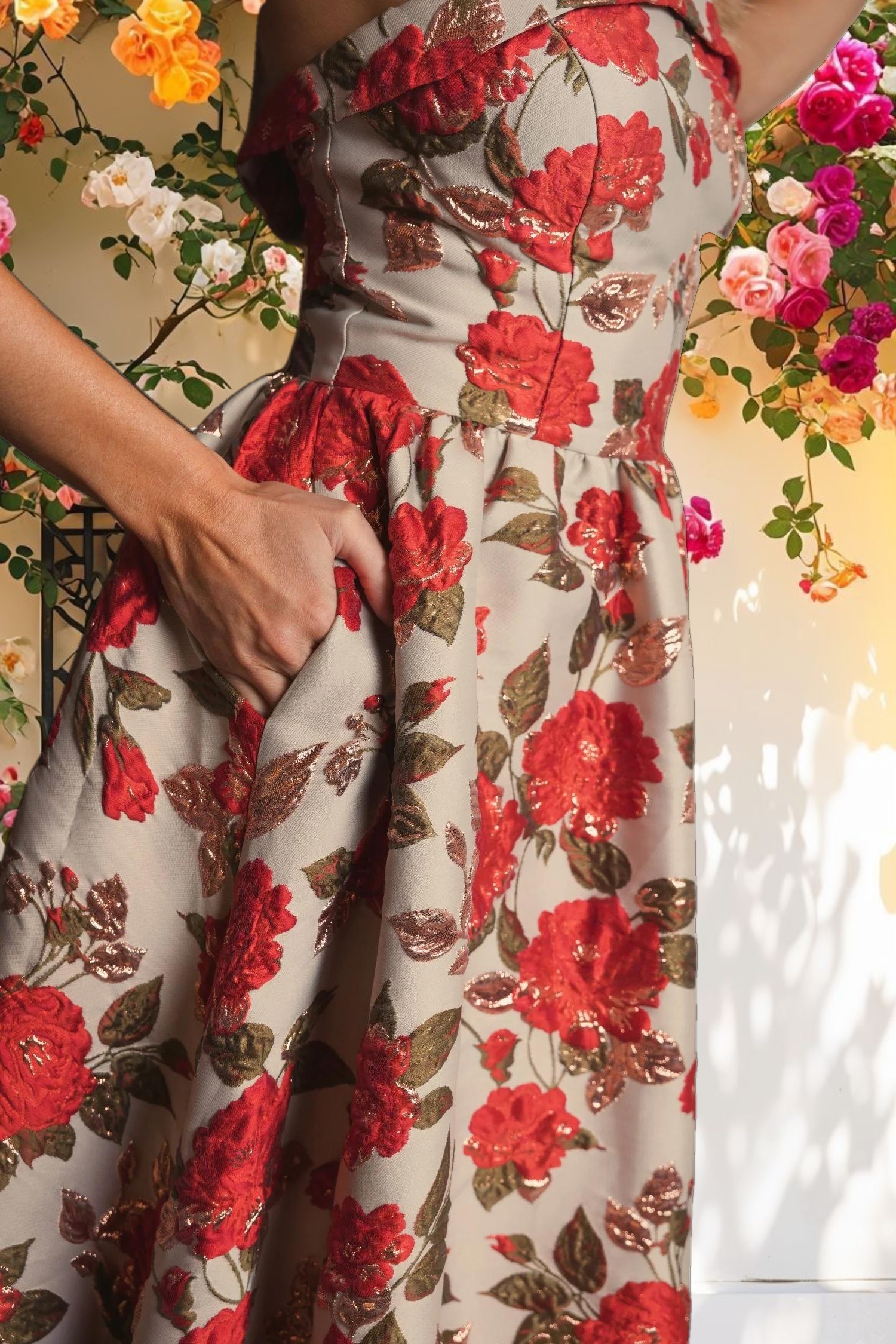 Flowy Floral Gown With Ruffle Hem