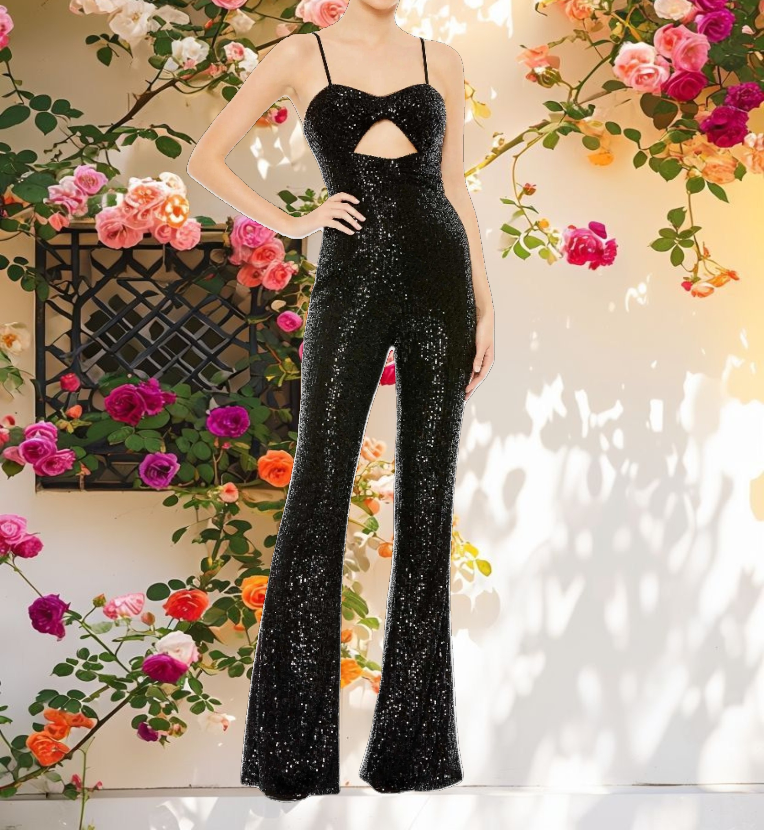 Glittery Strapless Cut Out Dress