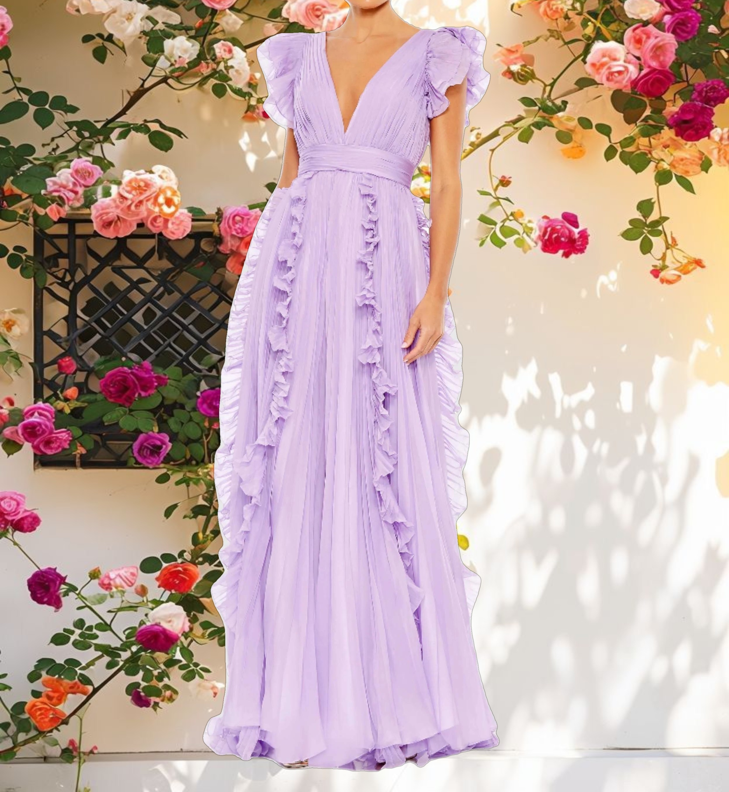 Pink Fluffy Sleeveless Flowy A Line Dress