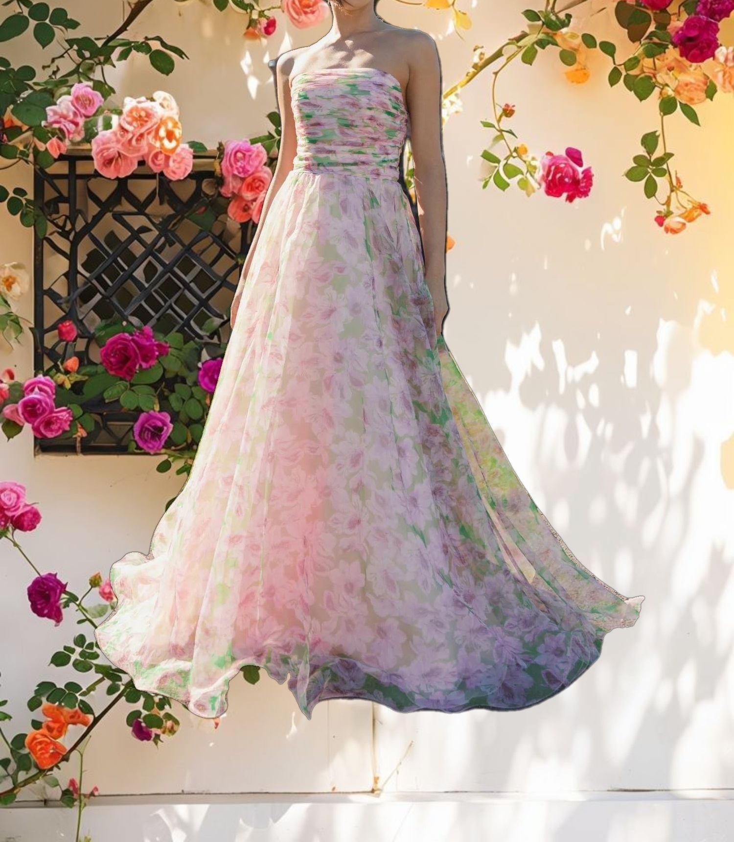 Ruffle Detail Chiffon Dress