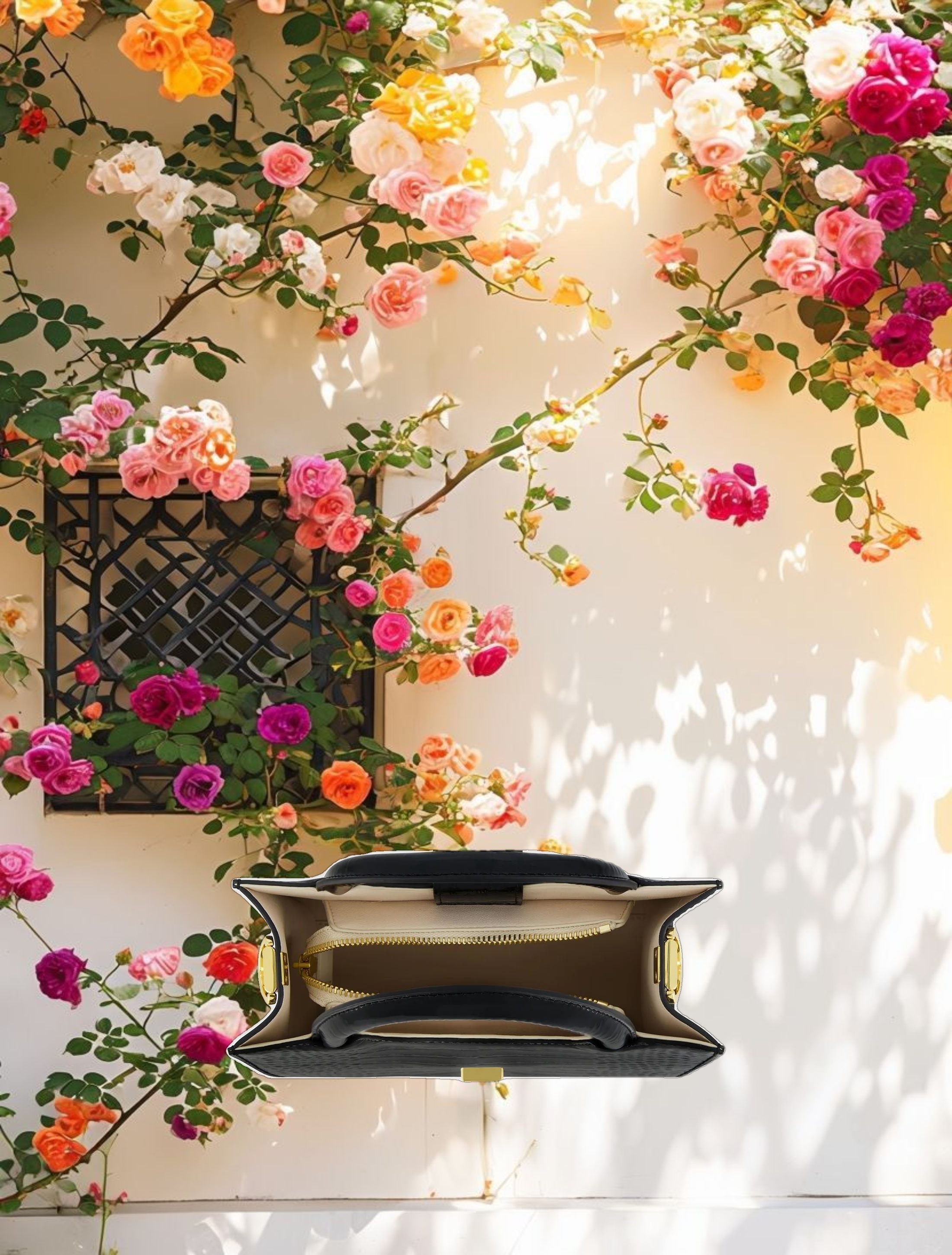 Crocodile Leather Tote Bag With Gold Buckle