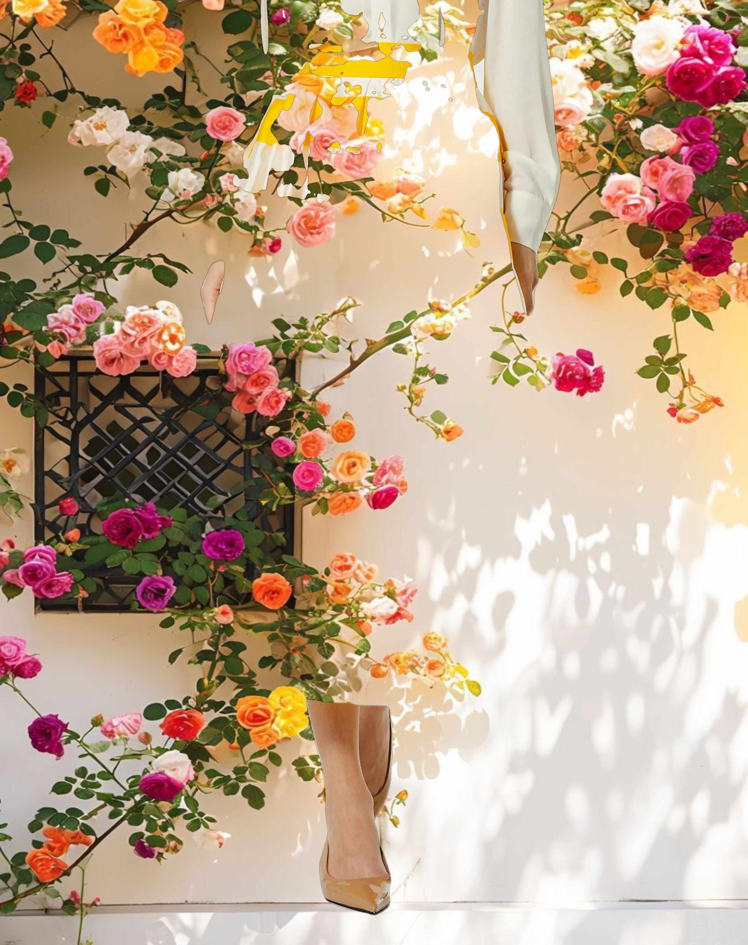 Striped Fabric High Waisted Midi Skirt